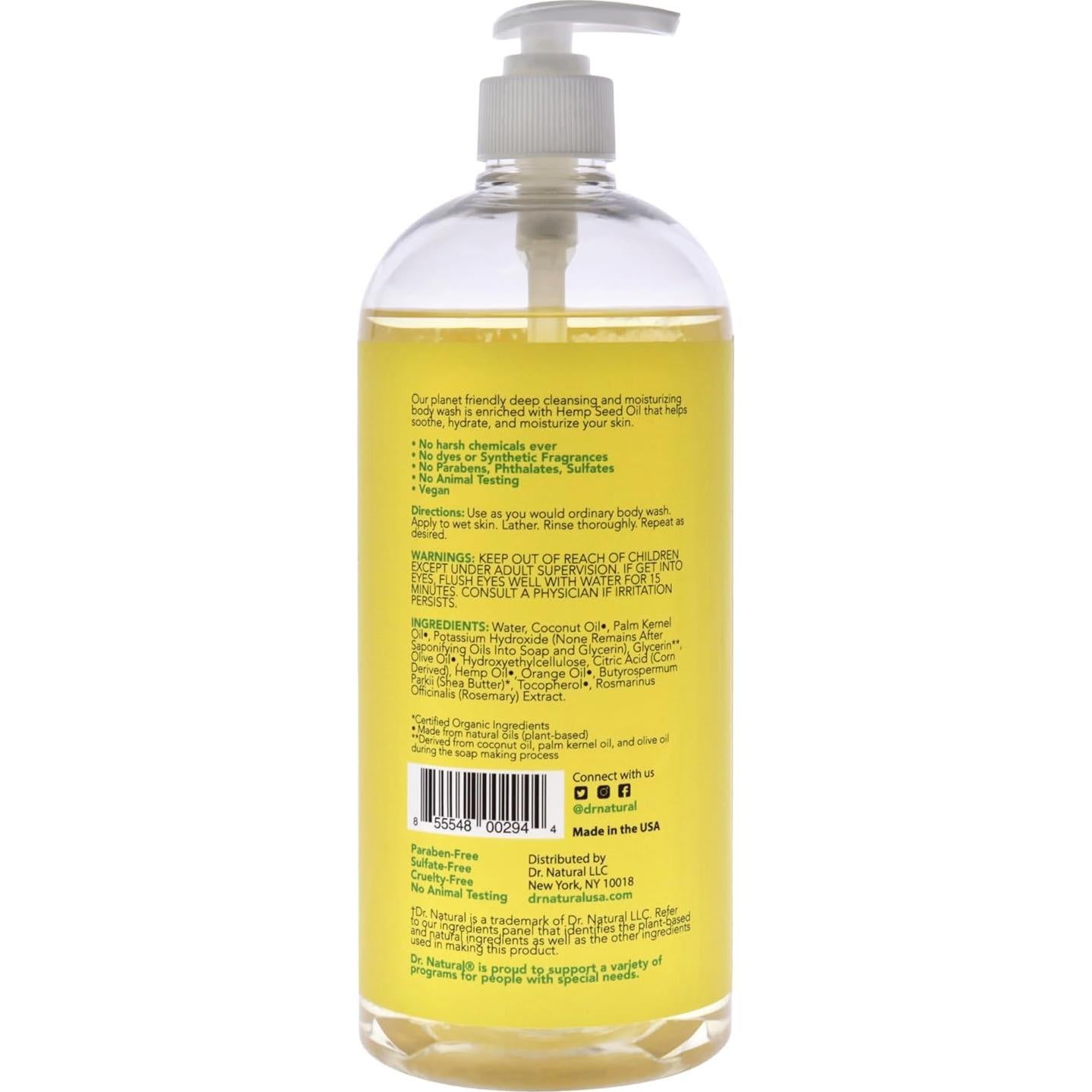 Jabón Corporal Dr. Natural de Cáñamo Cítrico 0.95 L Hidratante