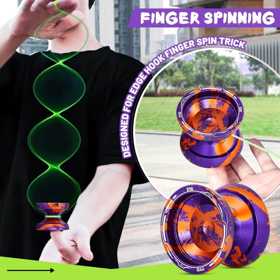 Yoyo Profesional Doble Función WABESMANIS X10 Naranja Púrpura