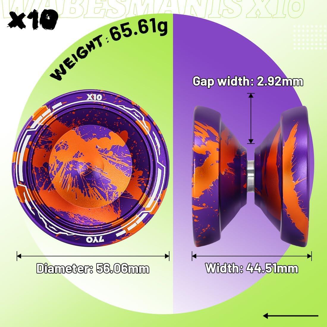 Yoyo Profesional Doble Función WABESMANIS X10 Naranja Púrpura