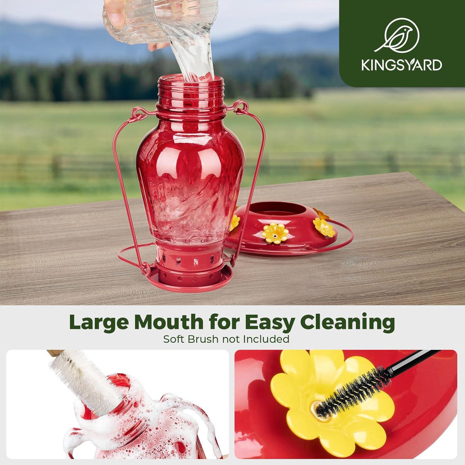 Alimentador de Colibríes Kingsyard de Vidrio 24oz Vintage Rojo