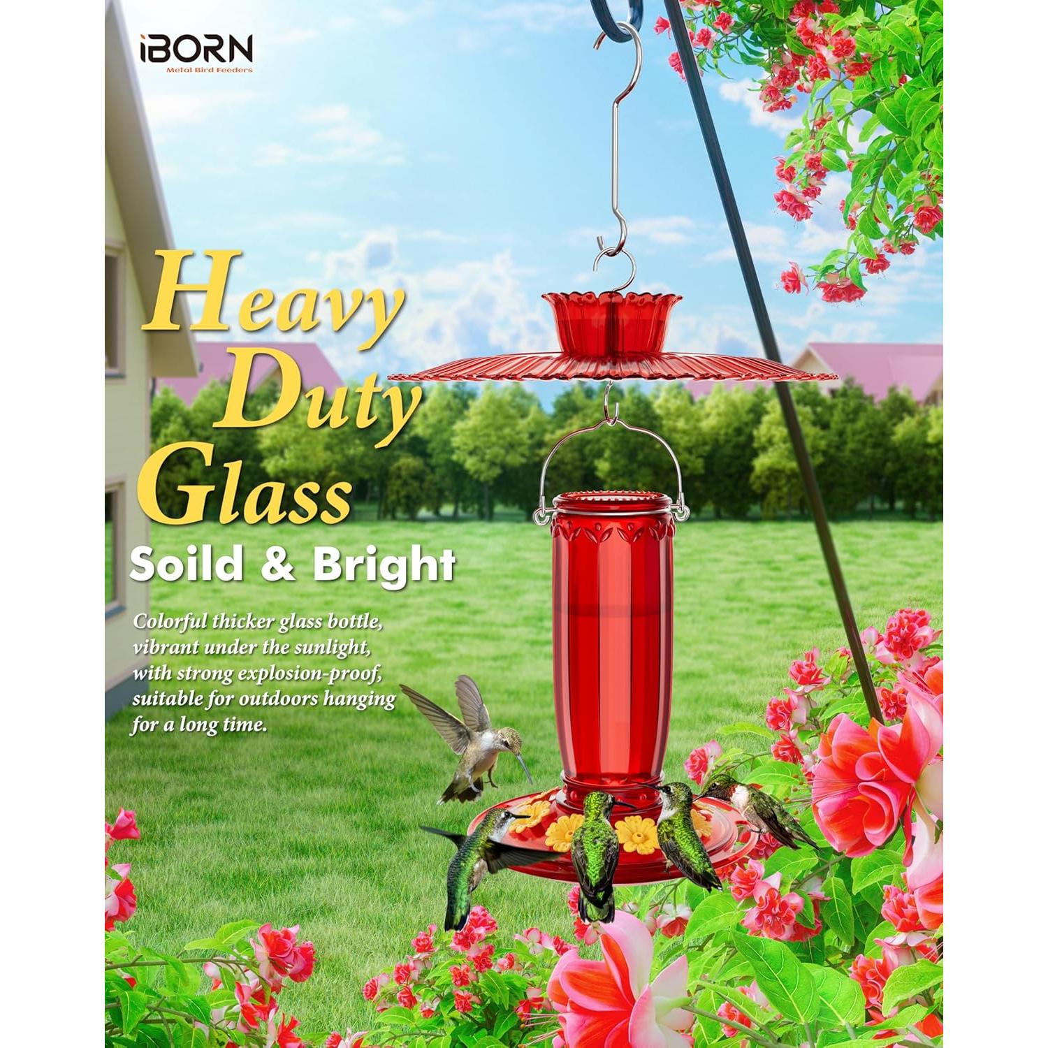 Alimentador de Colibrí iBorn 16oz con Baffle Solar y Estanque Antihormigas