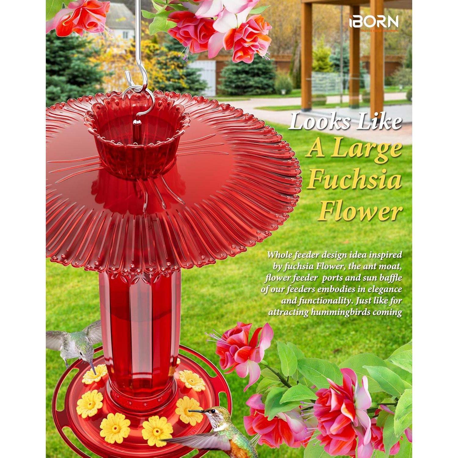 Alimentador de Colibrí iBorn 16oz con Baffle Solar y Estanque Antihormigas