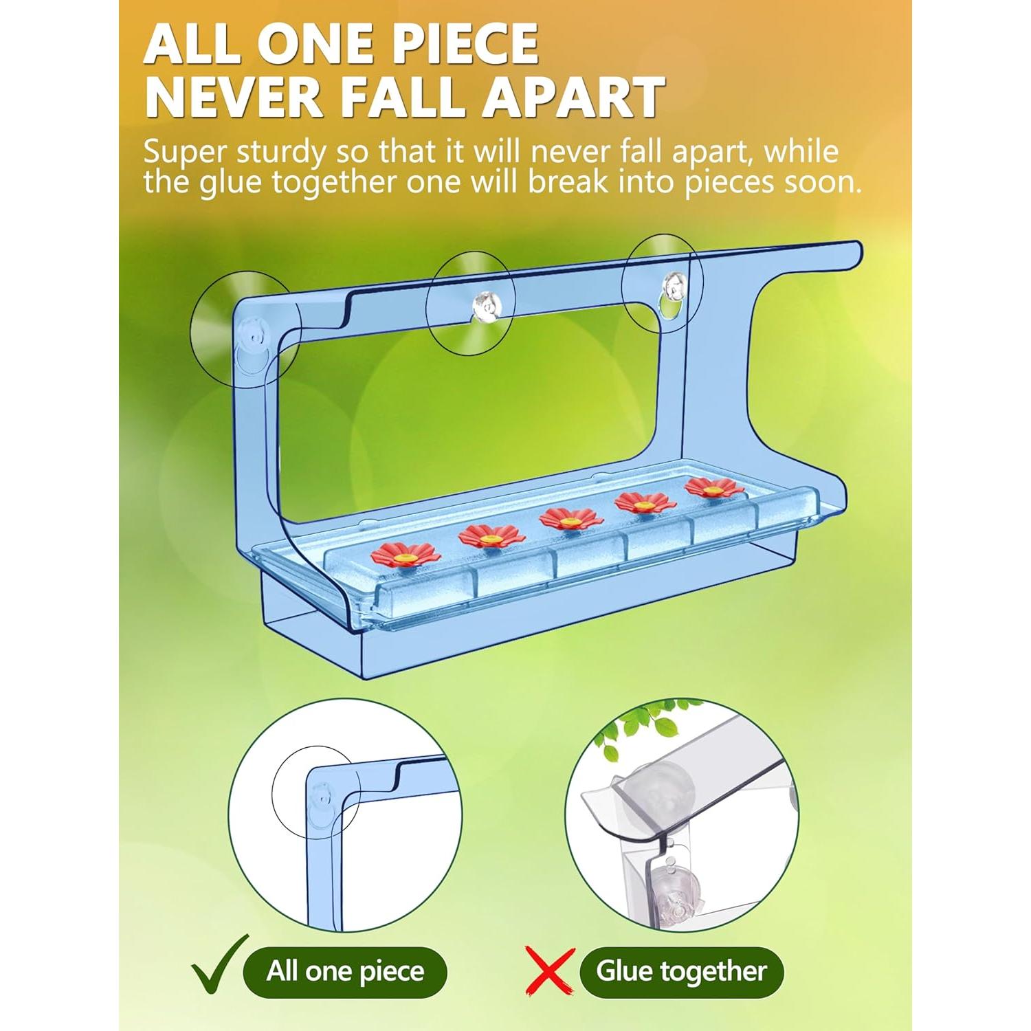 Alimentador de Colibríes LUJII de Ventana 20 oz Azul