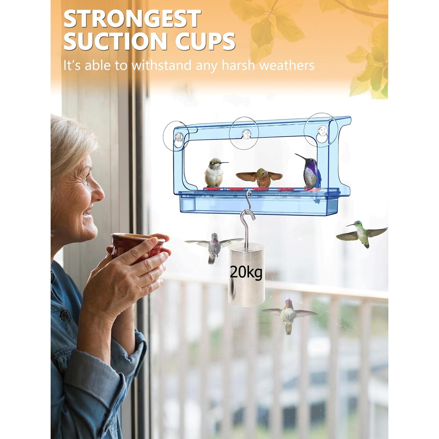 Alimentador de Colibríes LUJII de Ventana 20 oz Azul