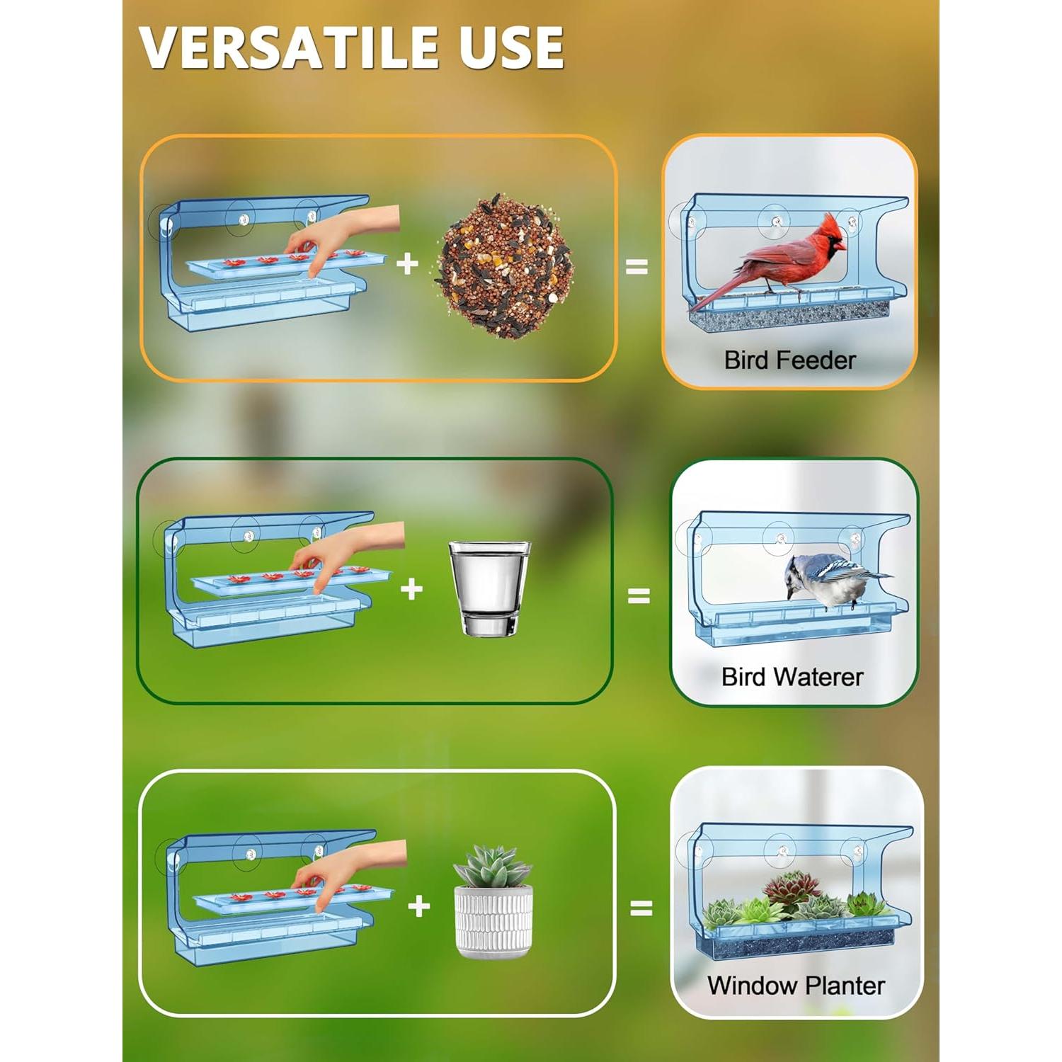 Alimentador de Colibríes LUJII de Ventana 20 oz Azul