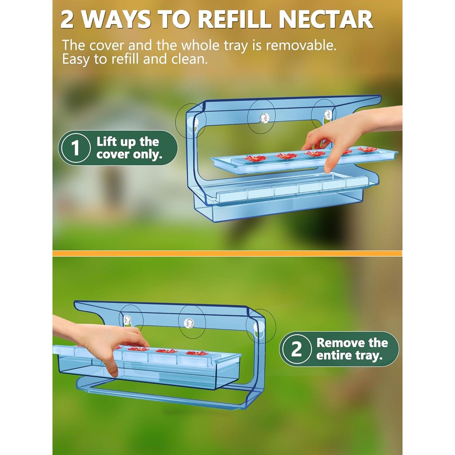 Alimentador de Colibríes LUJII de Ventana 20 oz Azul