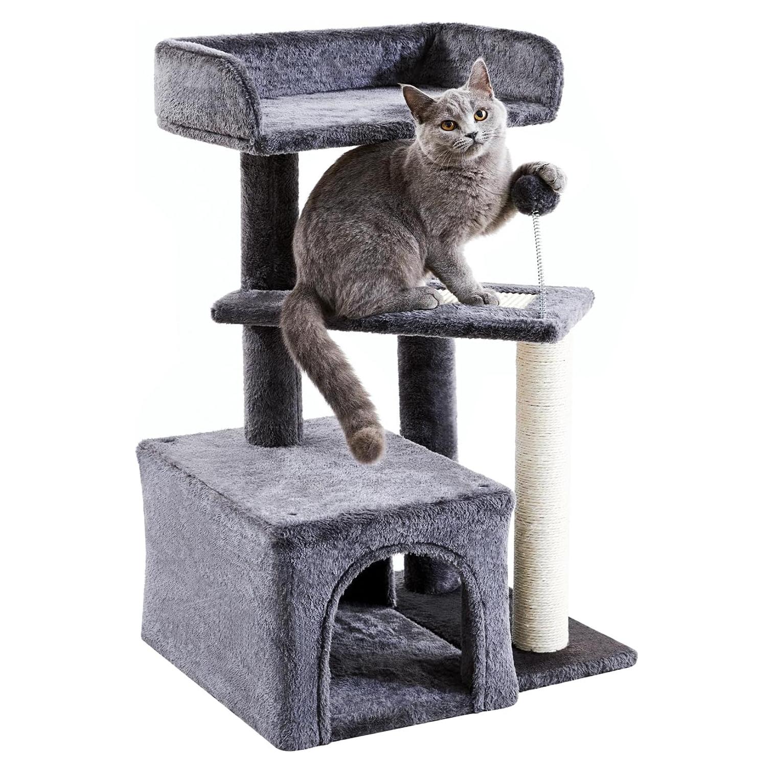 Árbol para Gatos Made4Pets 73.66 cm Gris Oscuro con Rascador