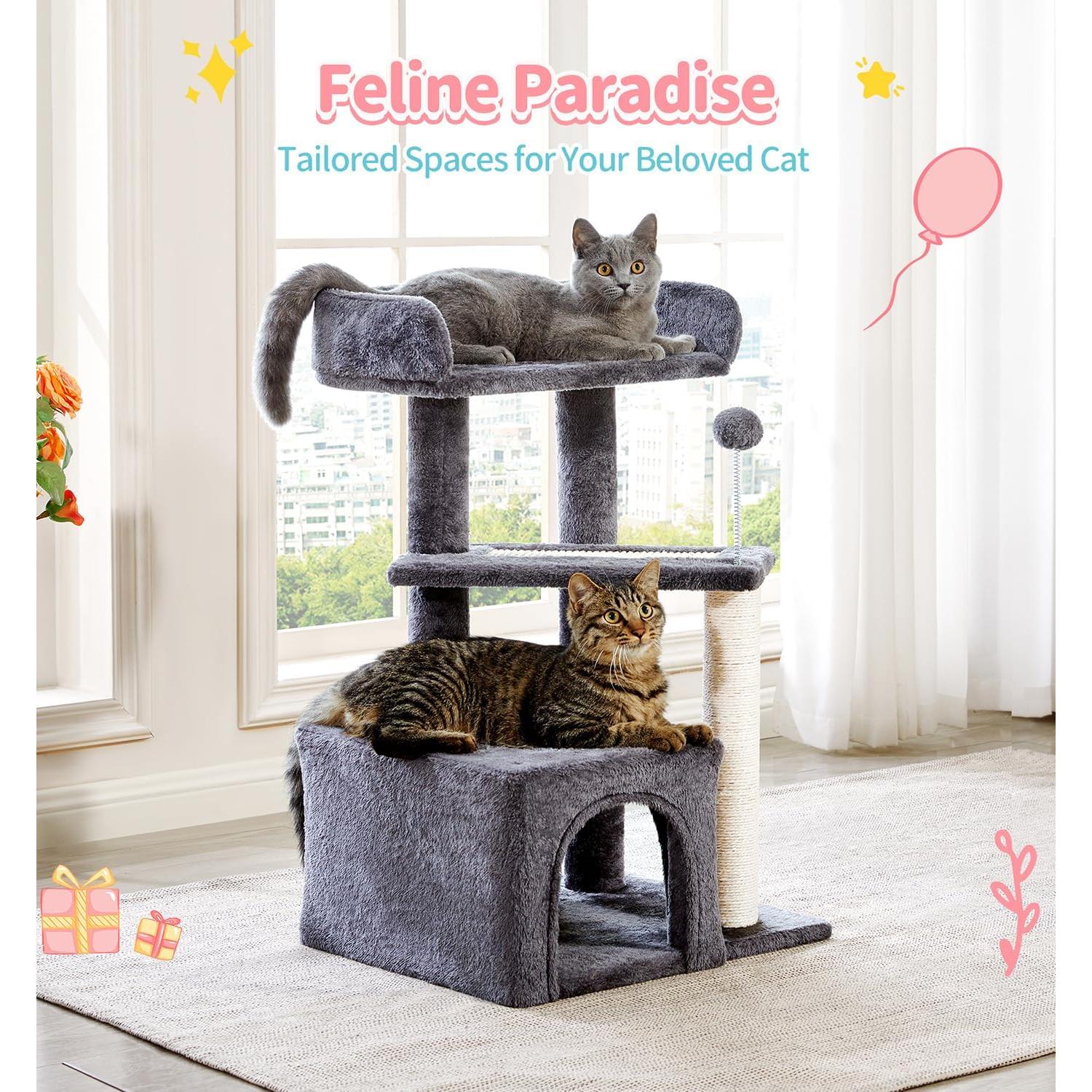 Árbol para Gatos Made4Pets 73.66 cm Gris Oscuro con Rascador