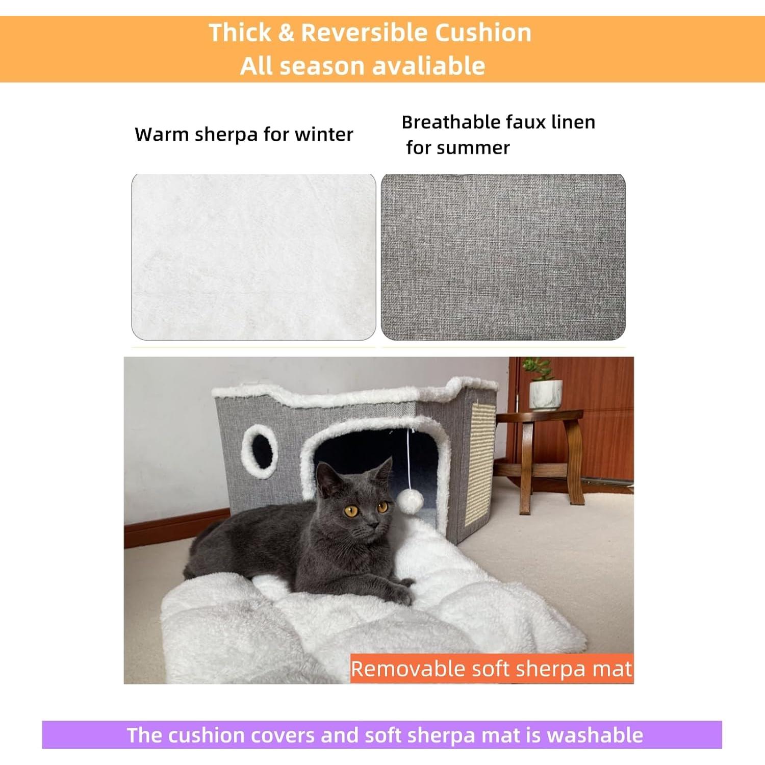Cama para Gatos Heerduos 2 Niveles Gris Claro 43.2x43.2 cm