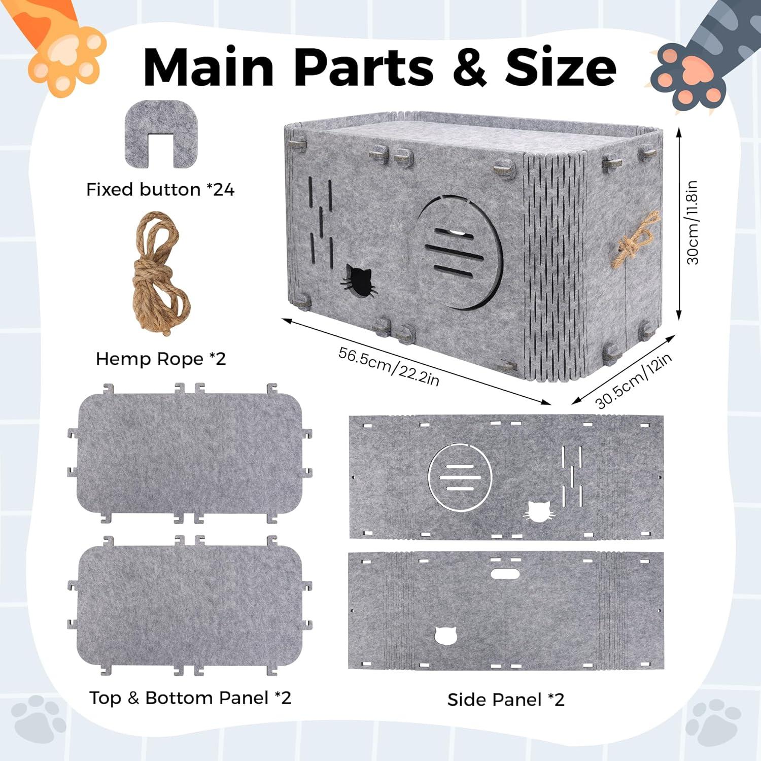 Casa para Gatos Aitmexcn Moderna 56.5x30.5x30 cm Gris