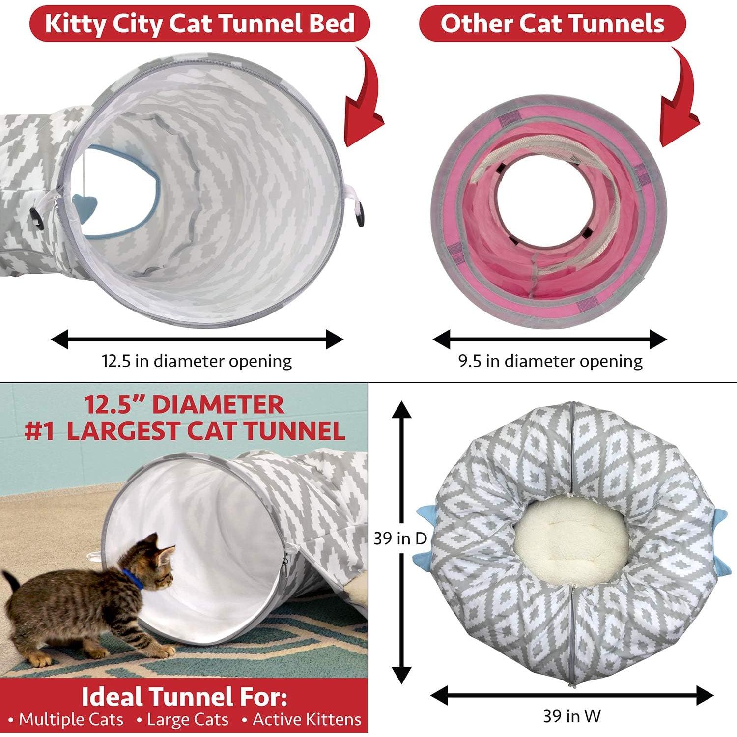 Cama Túnel para Gatos Kitty City 96.5x30.5cm Blanco