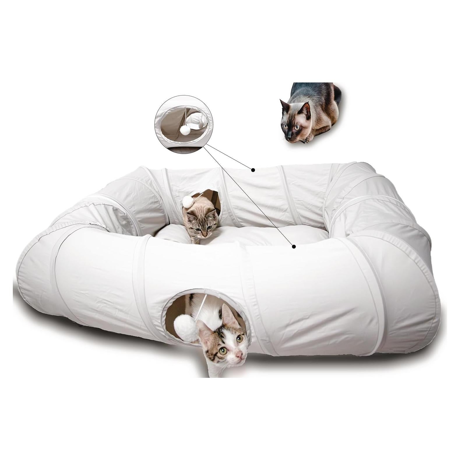 Cama de túnel para gatos XxingSheep XL 102x84 cm gris claro