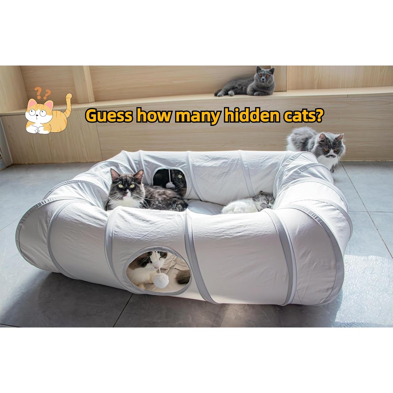 Cama de túnel para gatos XxingSheep XL 102x84 cm gris claro