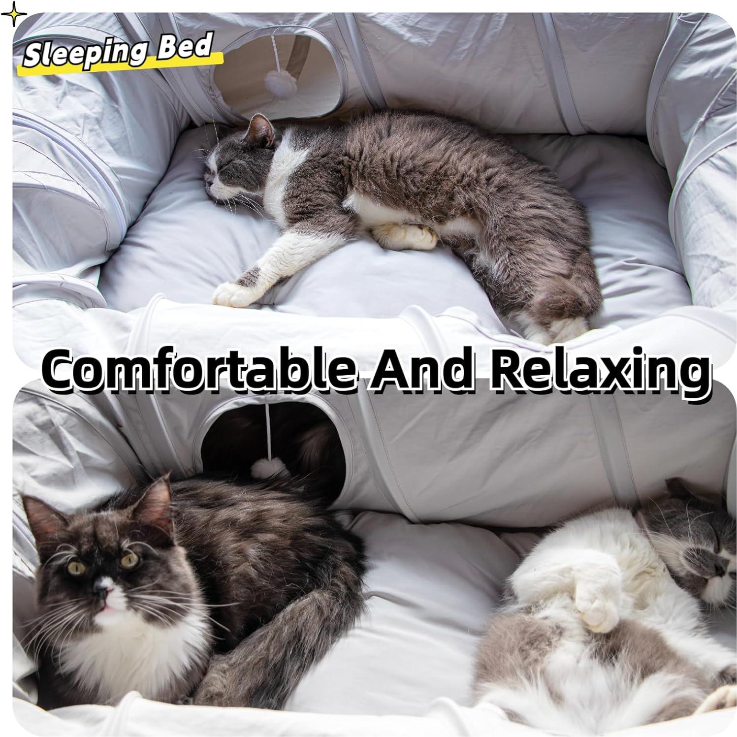 Cama de túnel para gatos XxingSheep XL 102x84 cm gris claro