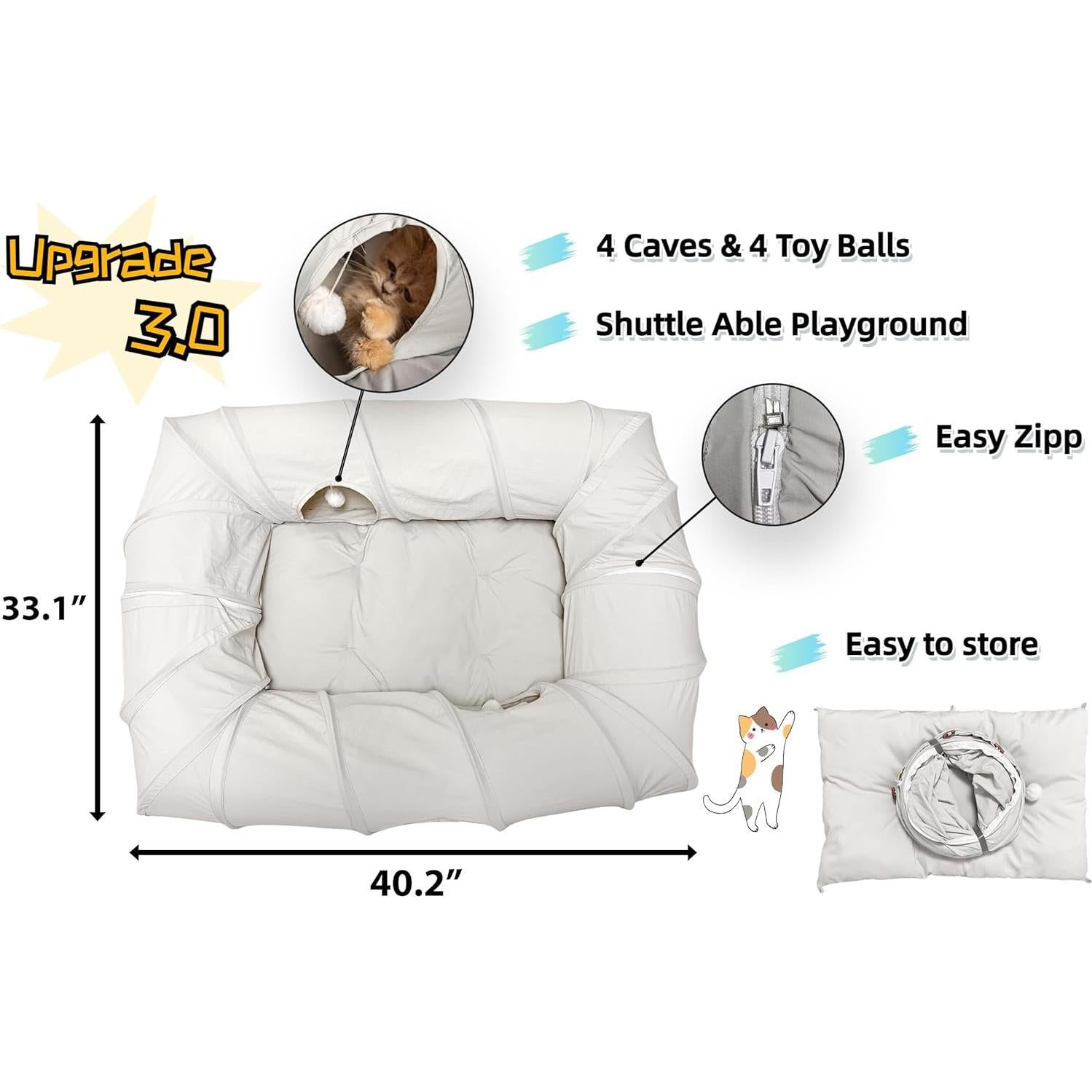 Cama de túnel para gatos XxingSheep XL 102x84 cm gris claro