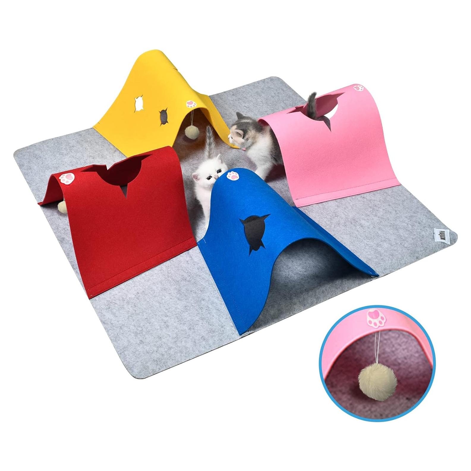 Túnel de Juguetes para Gatos AFLIFLI 90x90 cm Multicolor