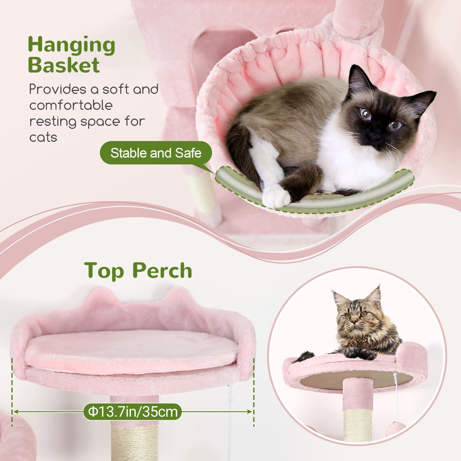 Árbol para Gatos Globlazer Rosa 178 cm Multi-Nivel con Cuevas