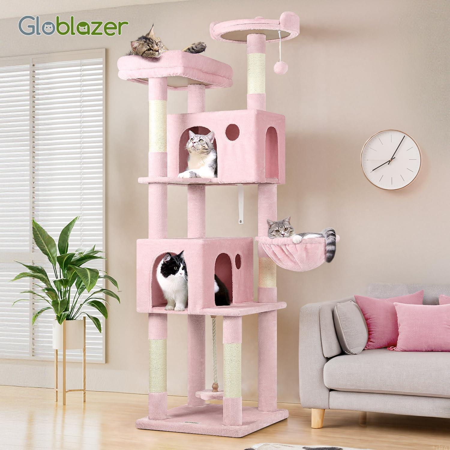 Árbol para Gatos Globlazer Rosa 178 cm Multi-Nivel con Cuevas