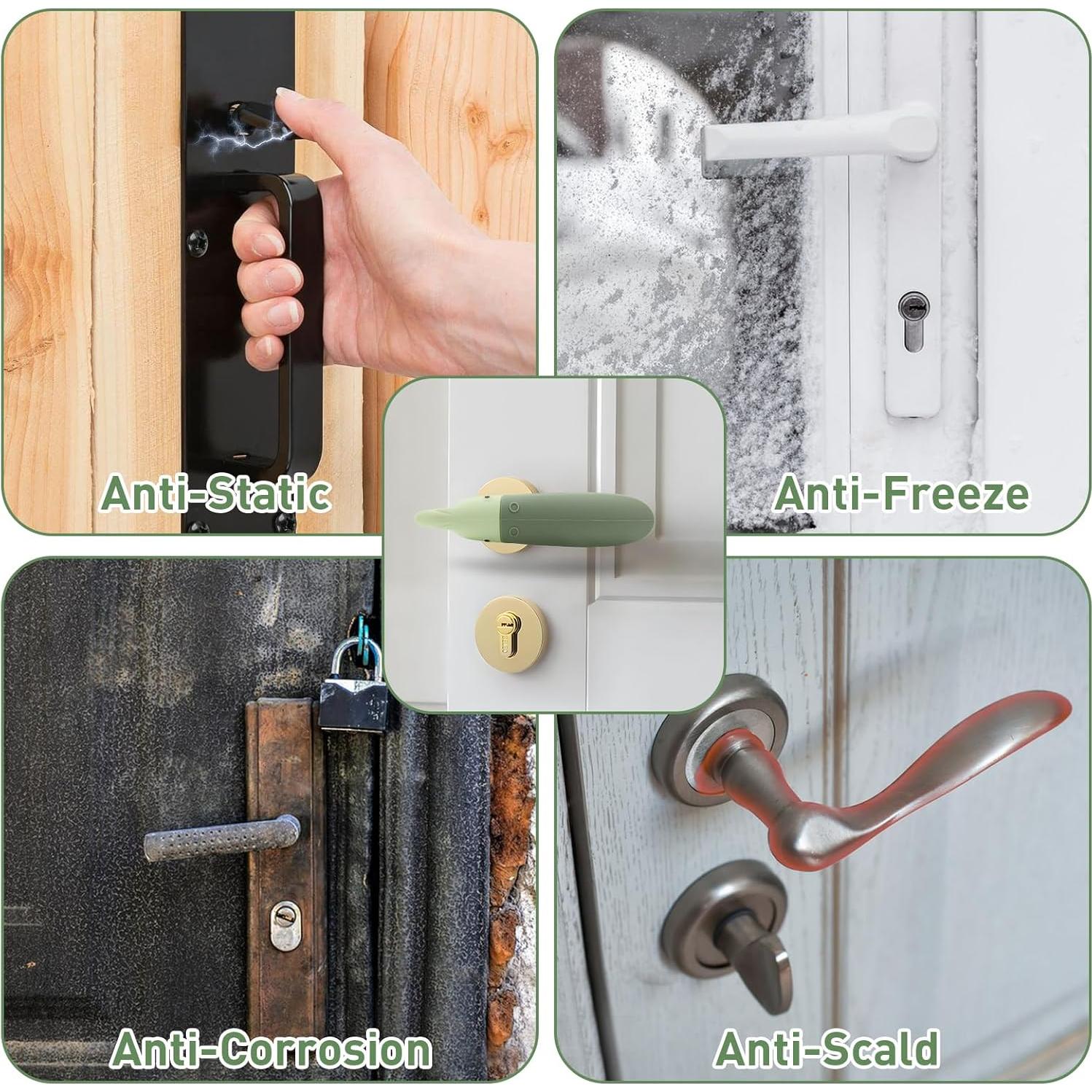 Funda de Mango de Puerta VinBee de Silicona Verde - 2 Piezas