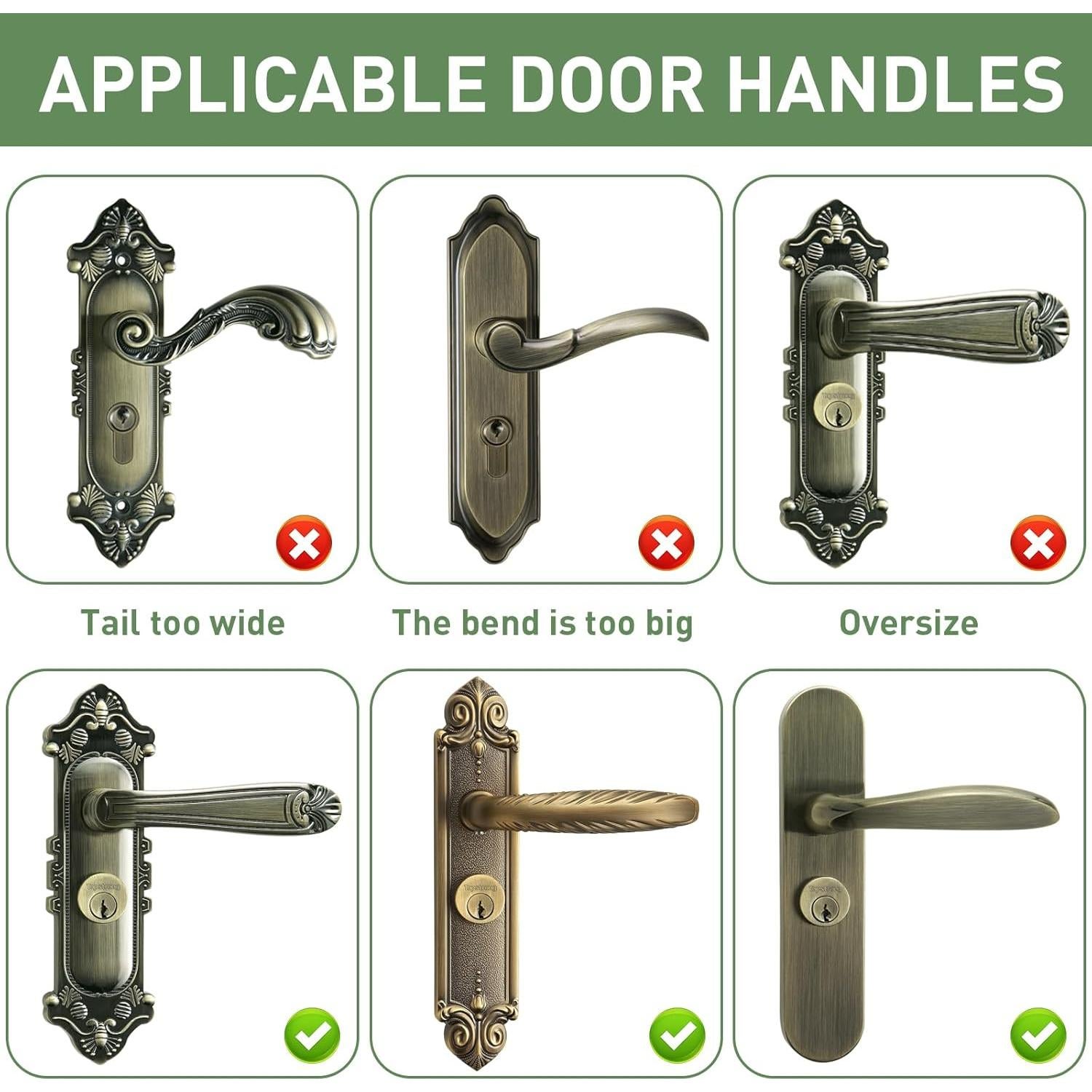 Funda de Mango de Puerta VinBee de Silicona Verde - 2 Piezas