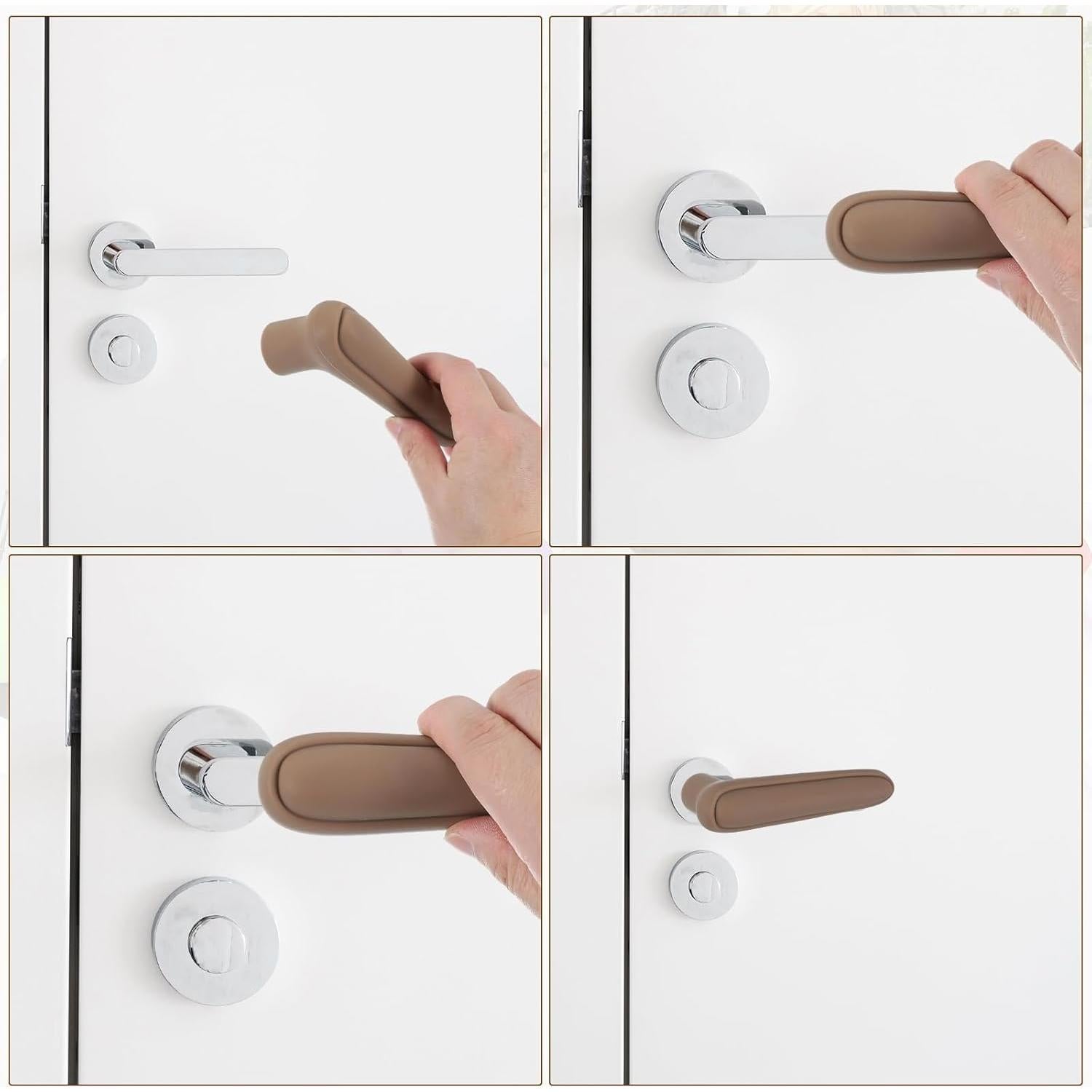 Cubiertas de Manijas de Puerta uxcell de Silicona 2 Pcs Marrón