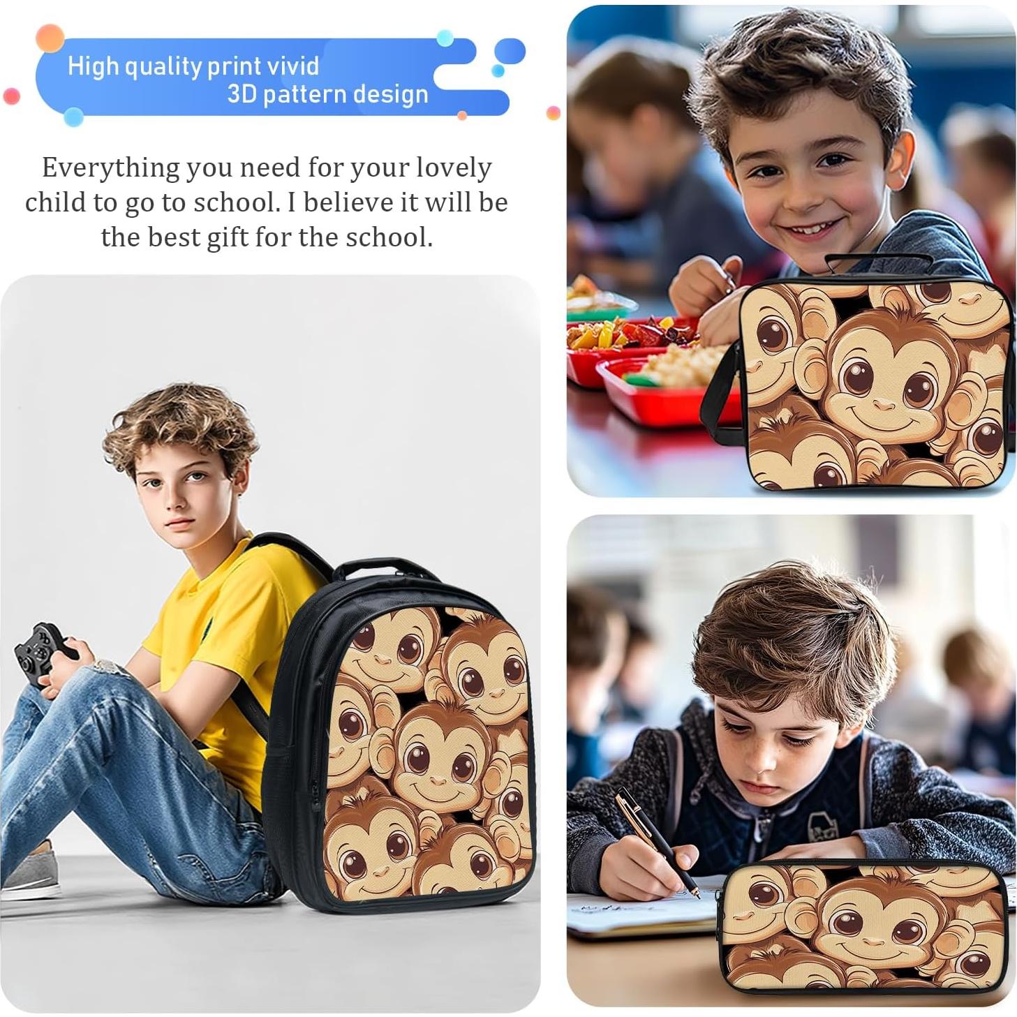 Mochila Escolar Mono Luxvio 15.2x30x43 cm Unisex Niños