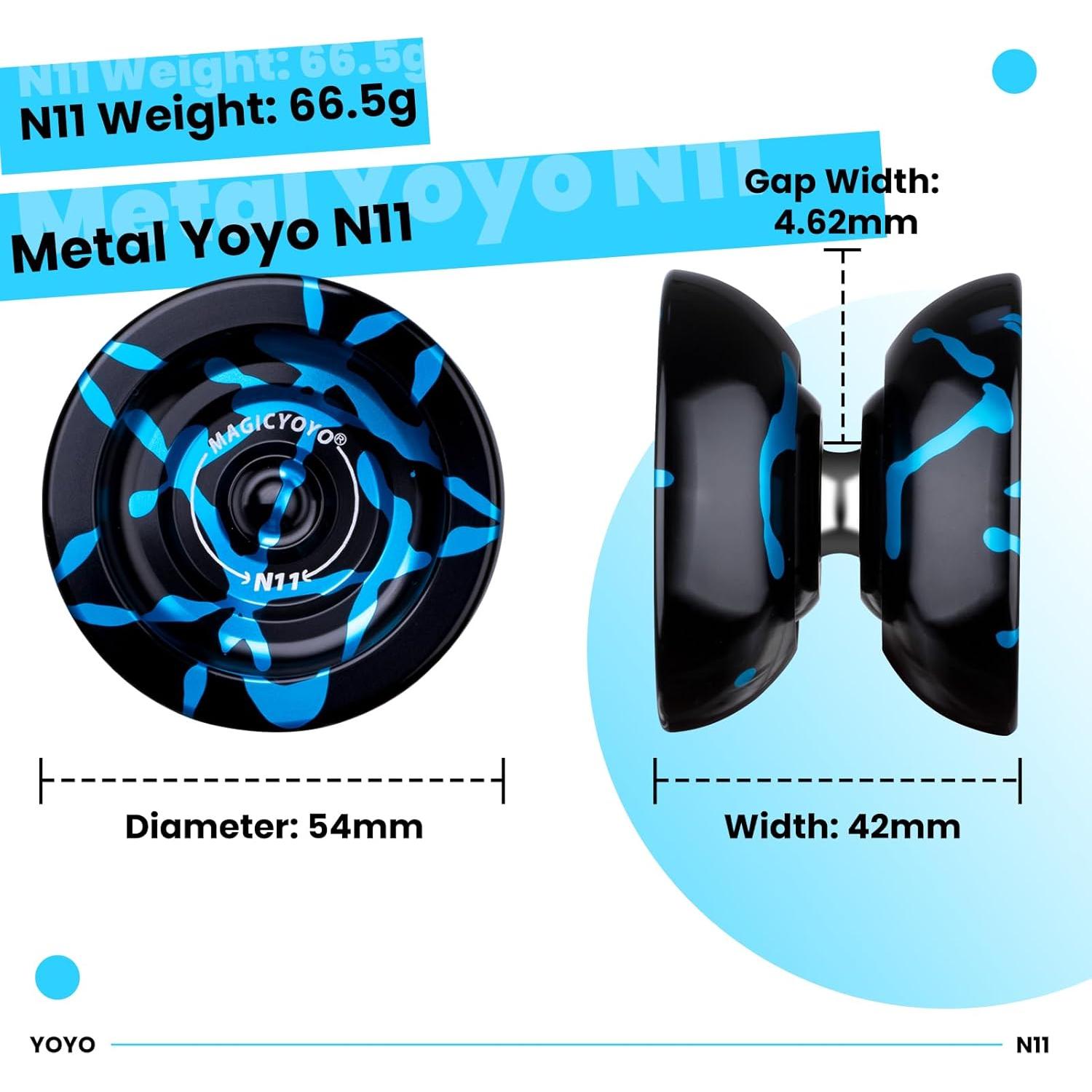 Yoyo Profesional MAGICYOYO N11 Doble Modo Metal Negro Azul