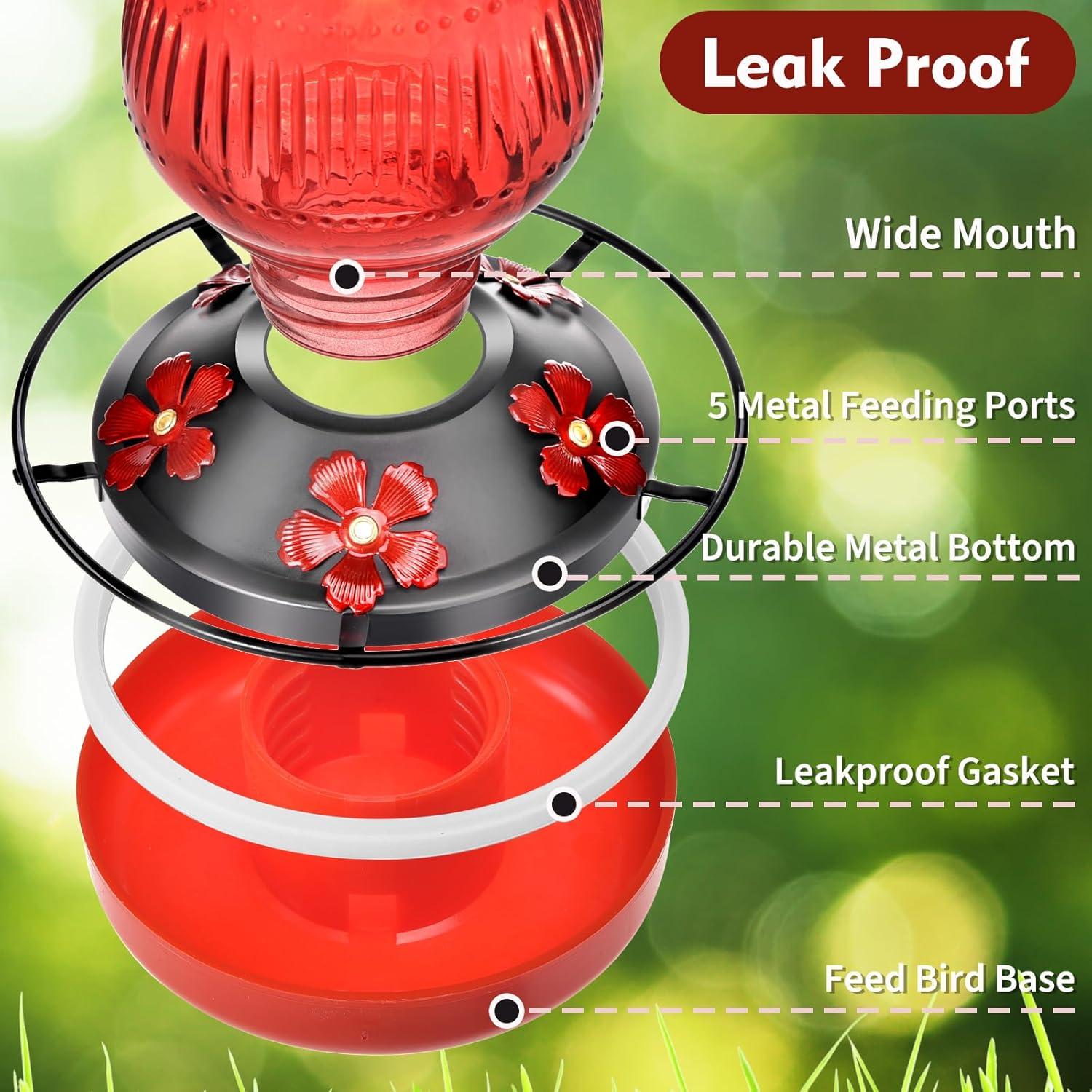 Alimentador de Colibríes TERULF 739 ml Vidrio Rojo Vintage