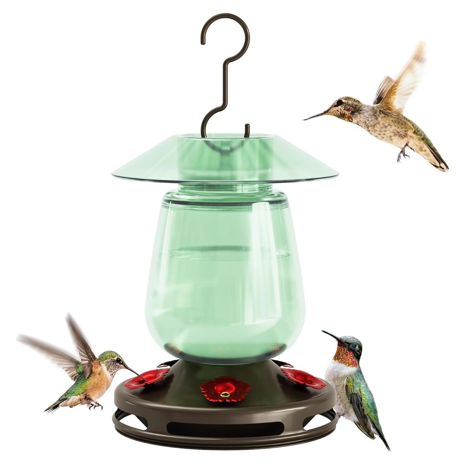Alimentador de Colibríes Auslar de Vidrio 0.47L Verde Colgante