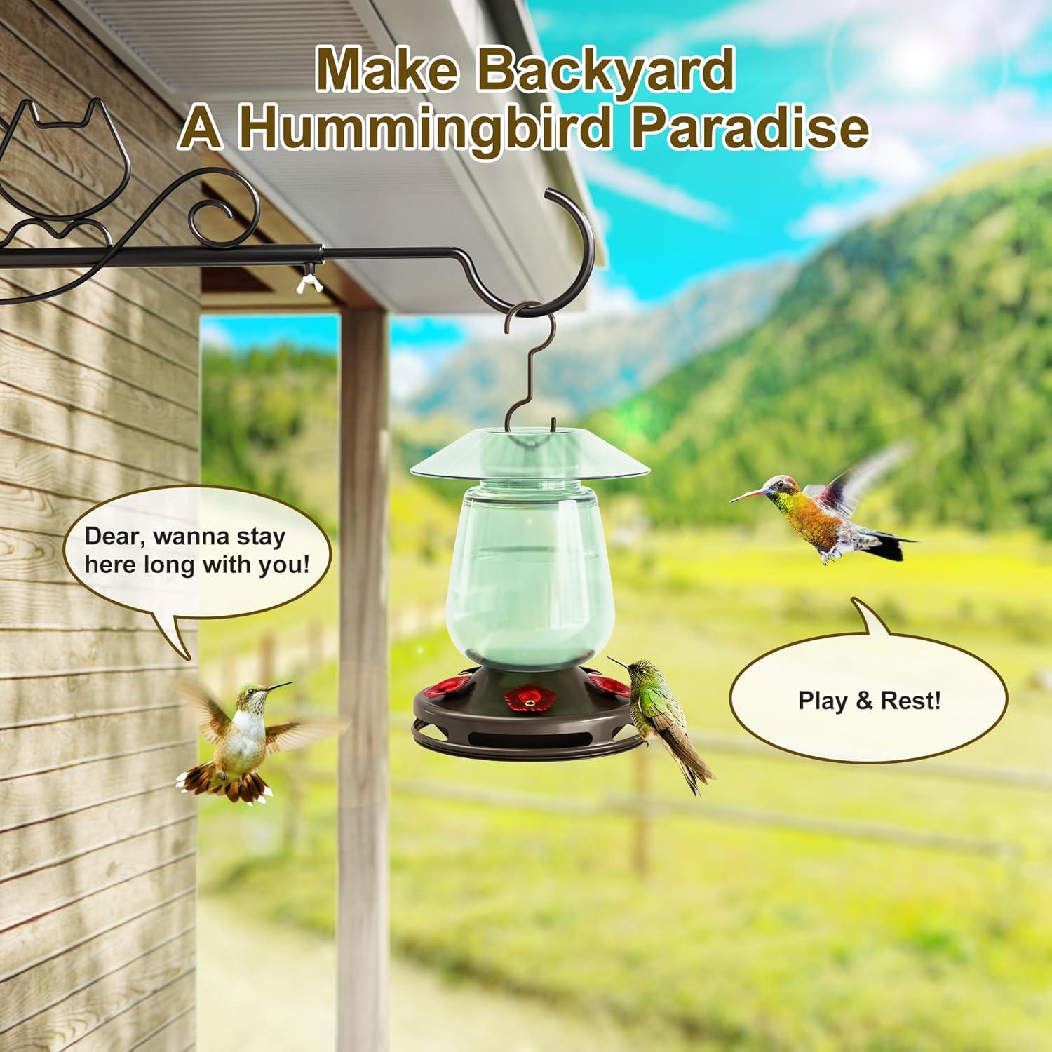 Alimentador de Colibríes Auslar de Vidrio 0.47L Verde Colgante