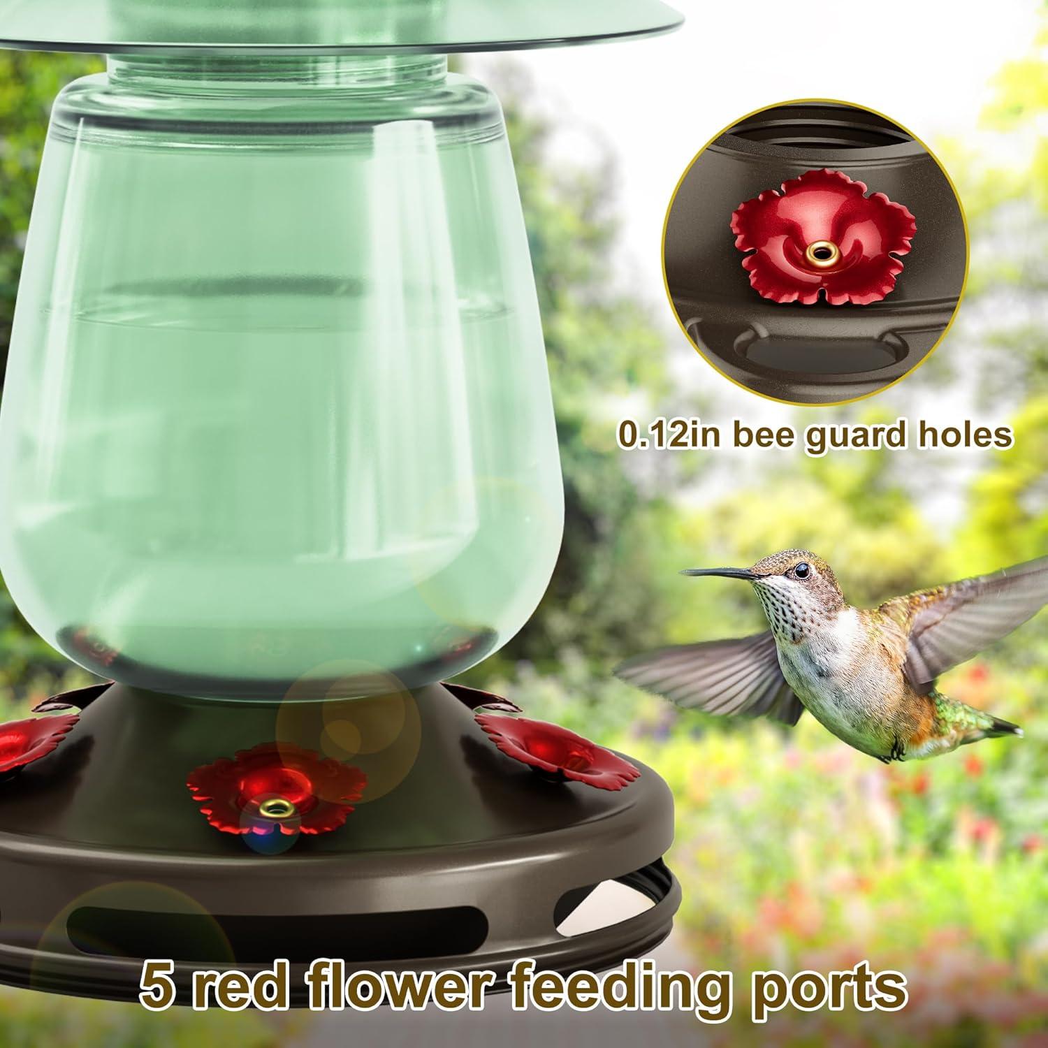 Alimentador de Colibríes Auslar de Vidrio 0.47L Verde Colgante