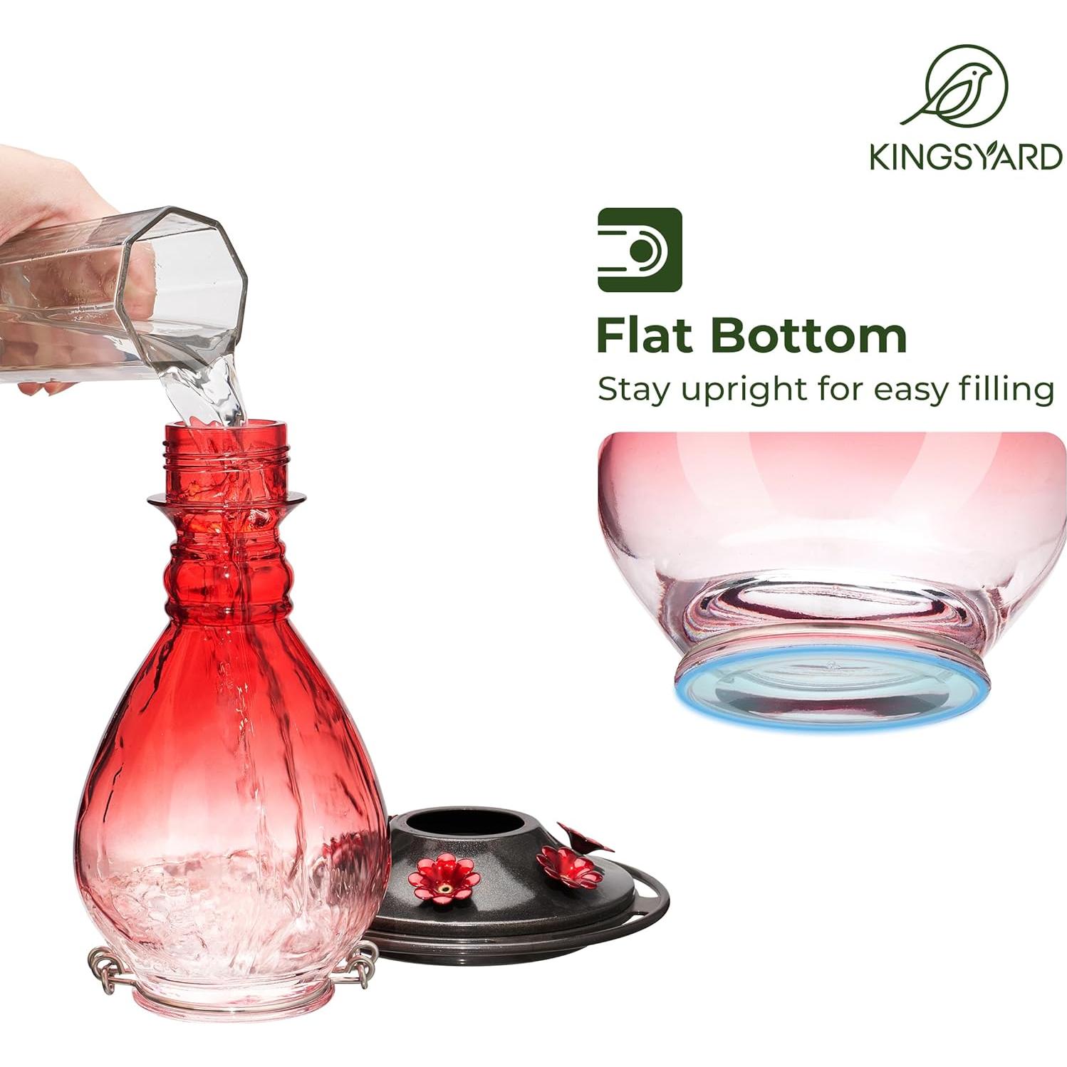 Alimentador de Colibríes Kingsyard 24 oz Vidrio Rojo y Rosa