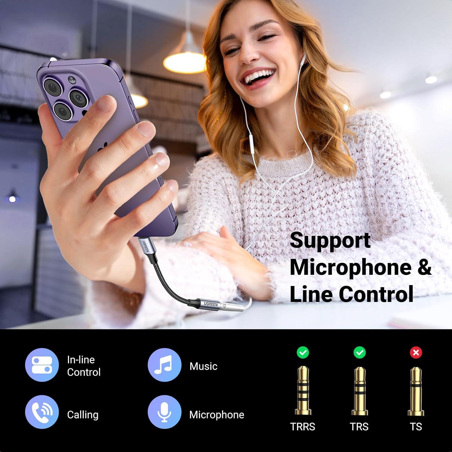 Adaptador UGREEN Lightning a 3.5mm para iPhone Gris