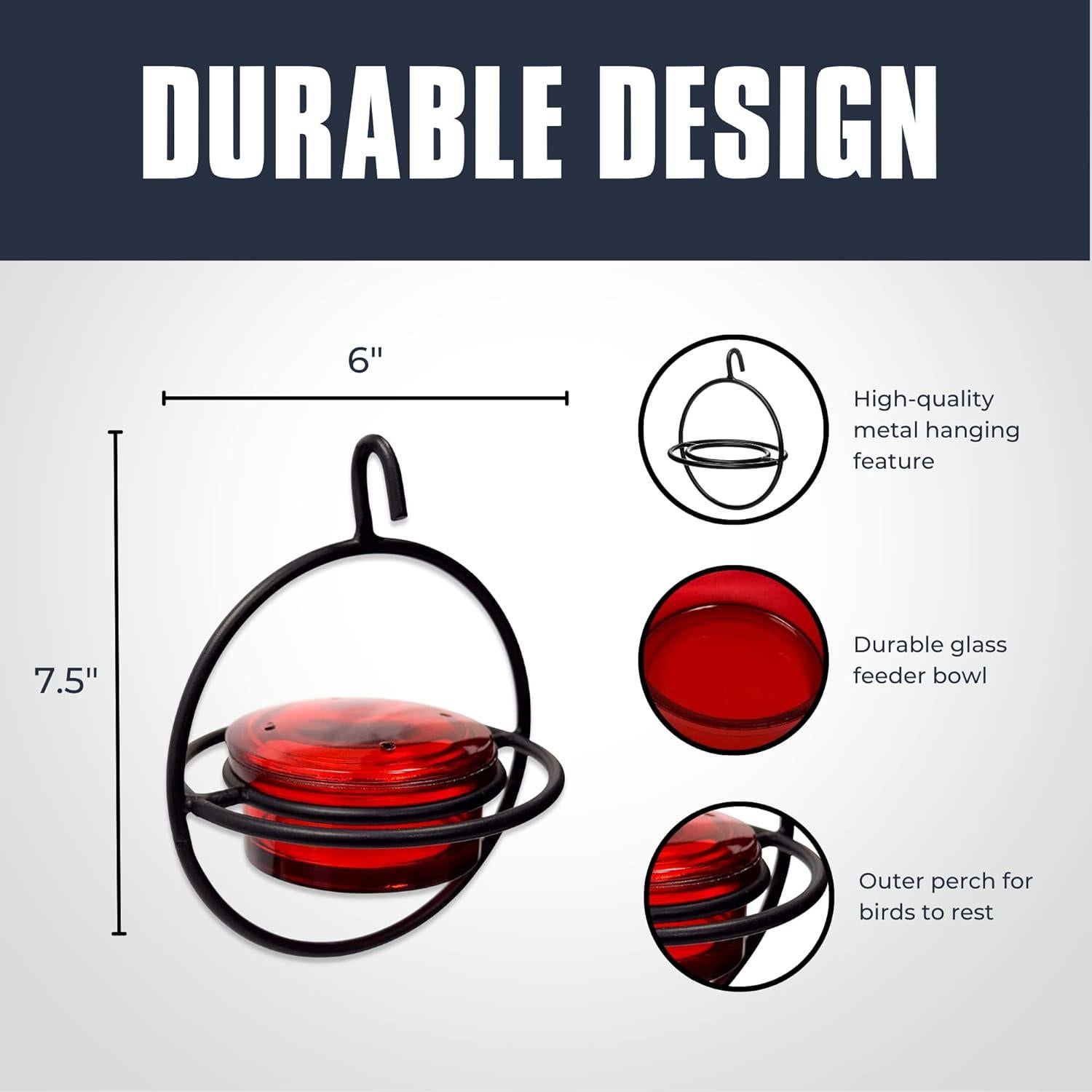 Alimentador de Colibríes Colgante Monarch Abode Vidrio Rojo 113g