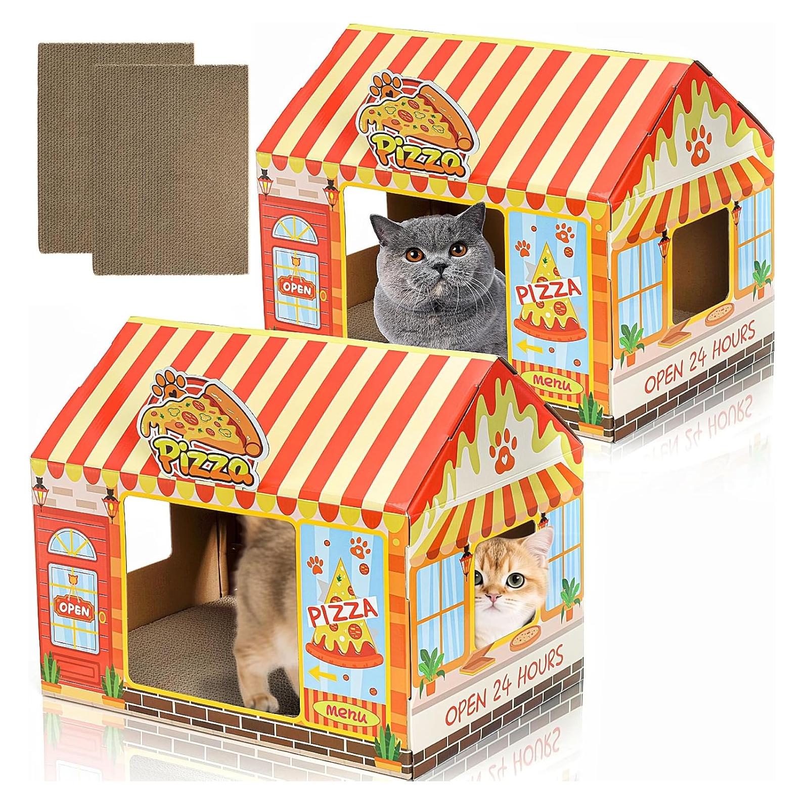 Paquete de 2 casas de cartón para gatos Tlence 42x31x38cm