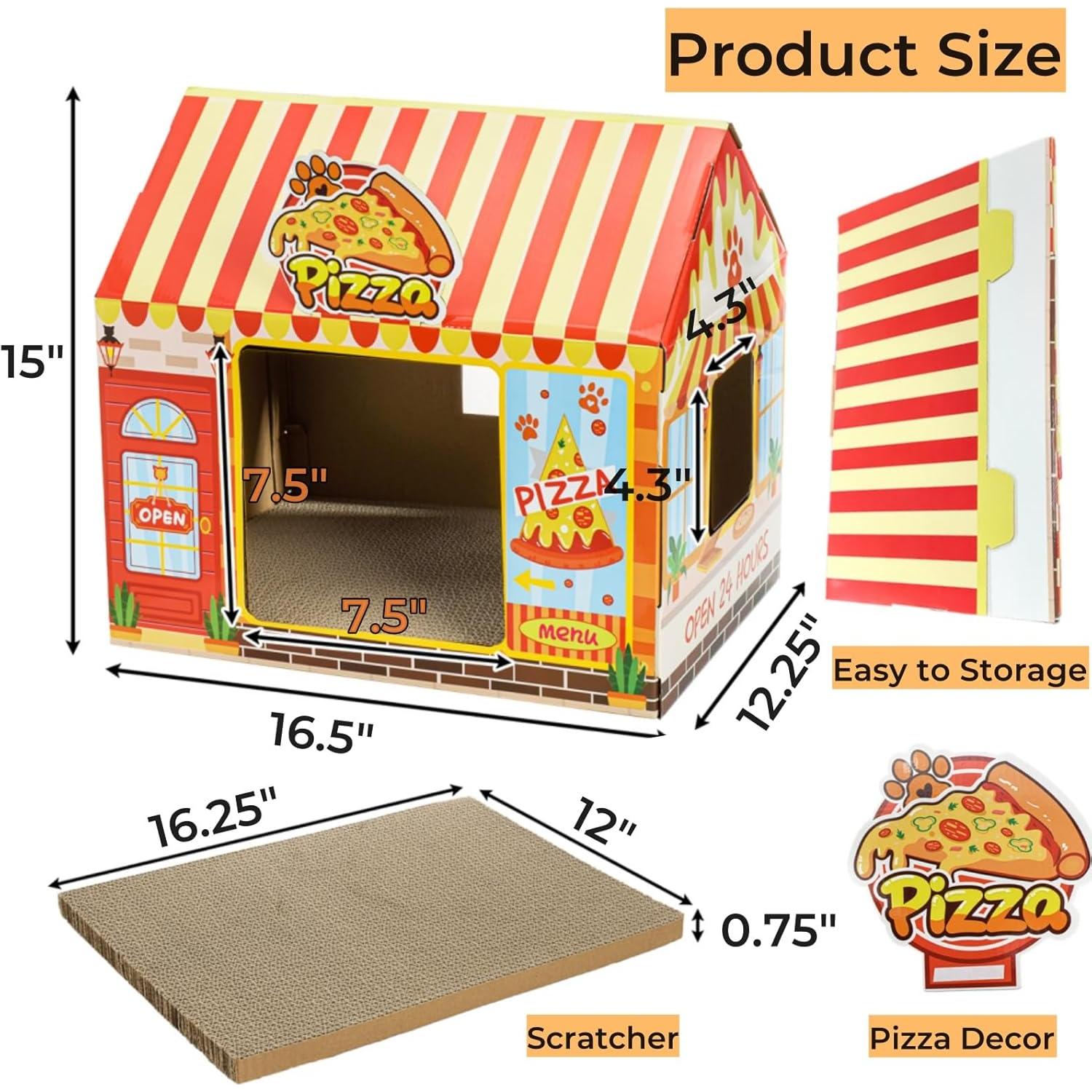 Paquete de 2 casas de cartón para gatos Tlence 42x31x38cm