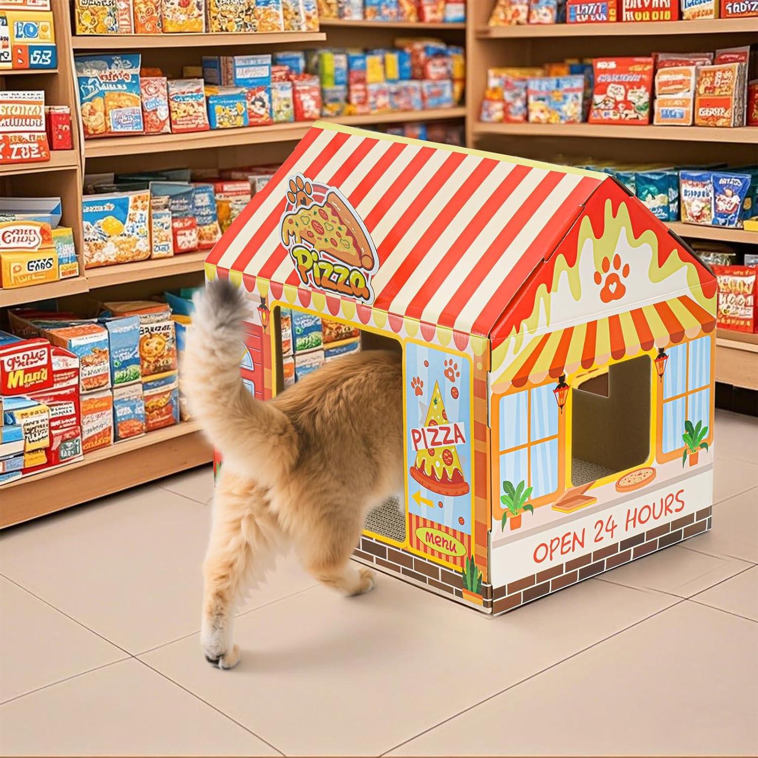 Paquete de 2 casas de cartón para gatos Tlence 42x31x38cm