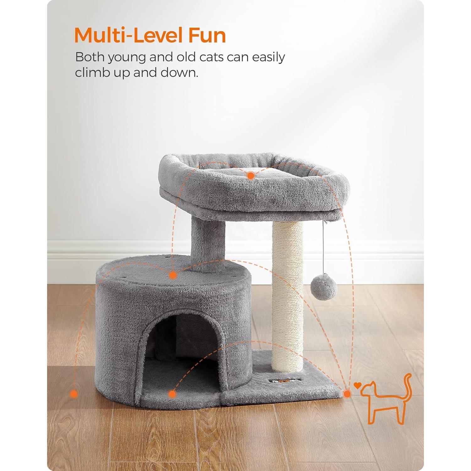 Torre para Gatos Feandrea UPCT50W con Poste de Rascado y Perchero