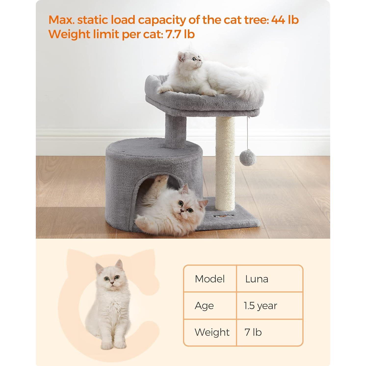 Torre para Gatos Feandrea UPCT50W con Poste de Rascado y Perchero