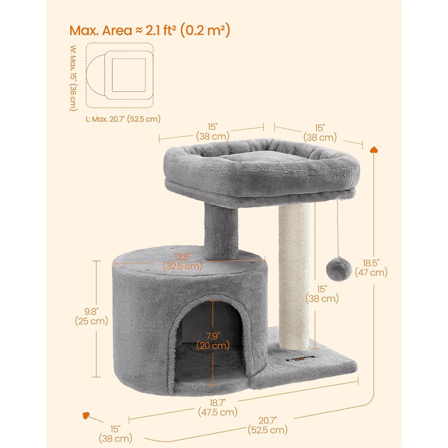 Torre para Gatos Feandrea UPCT50W con Poste de Rascado y Perchero