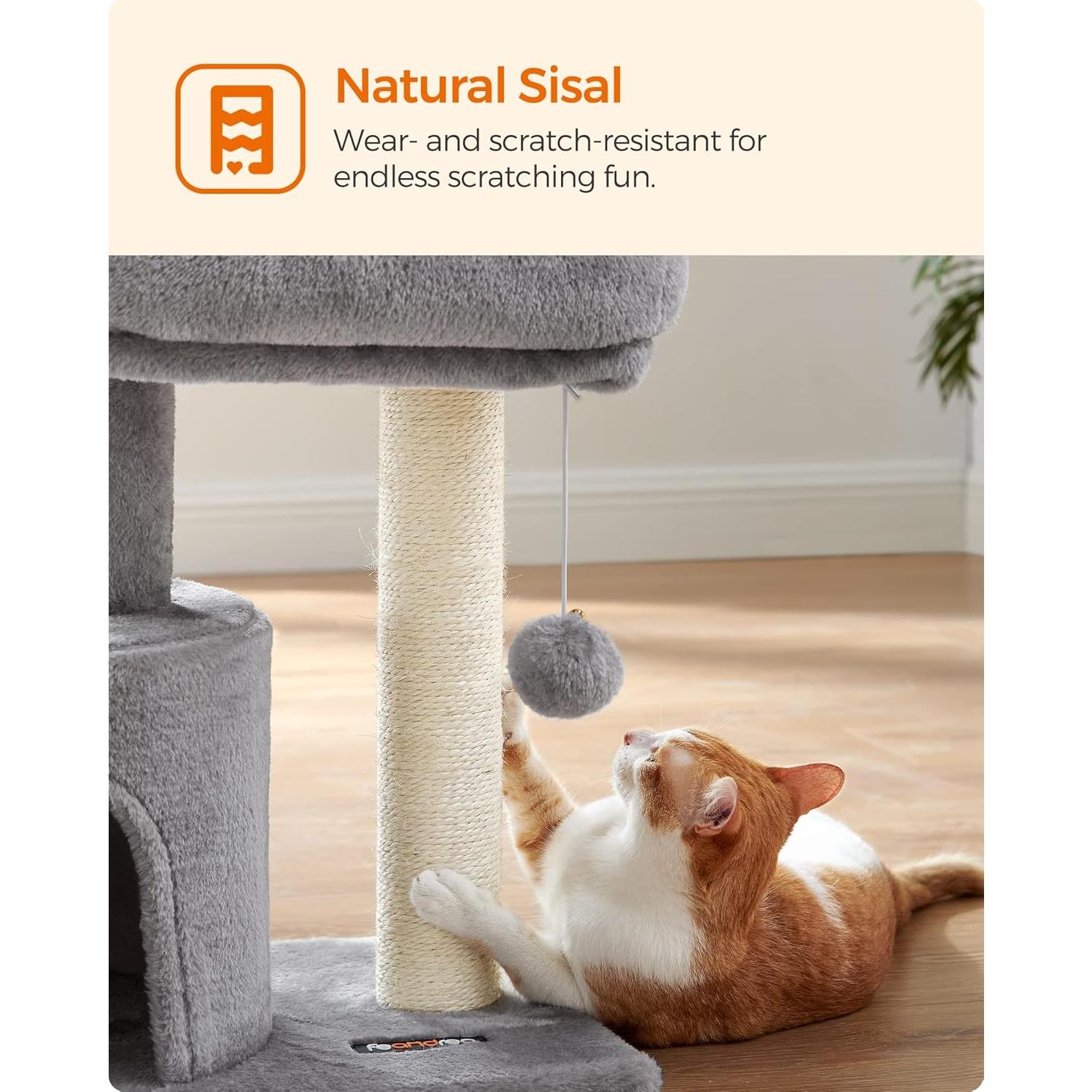 Torre para Gatos Feandrea UPCT50W con Poste de Rascado y Perchero