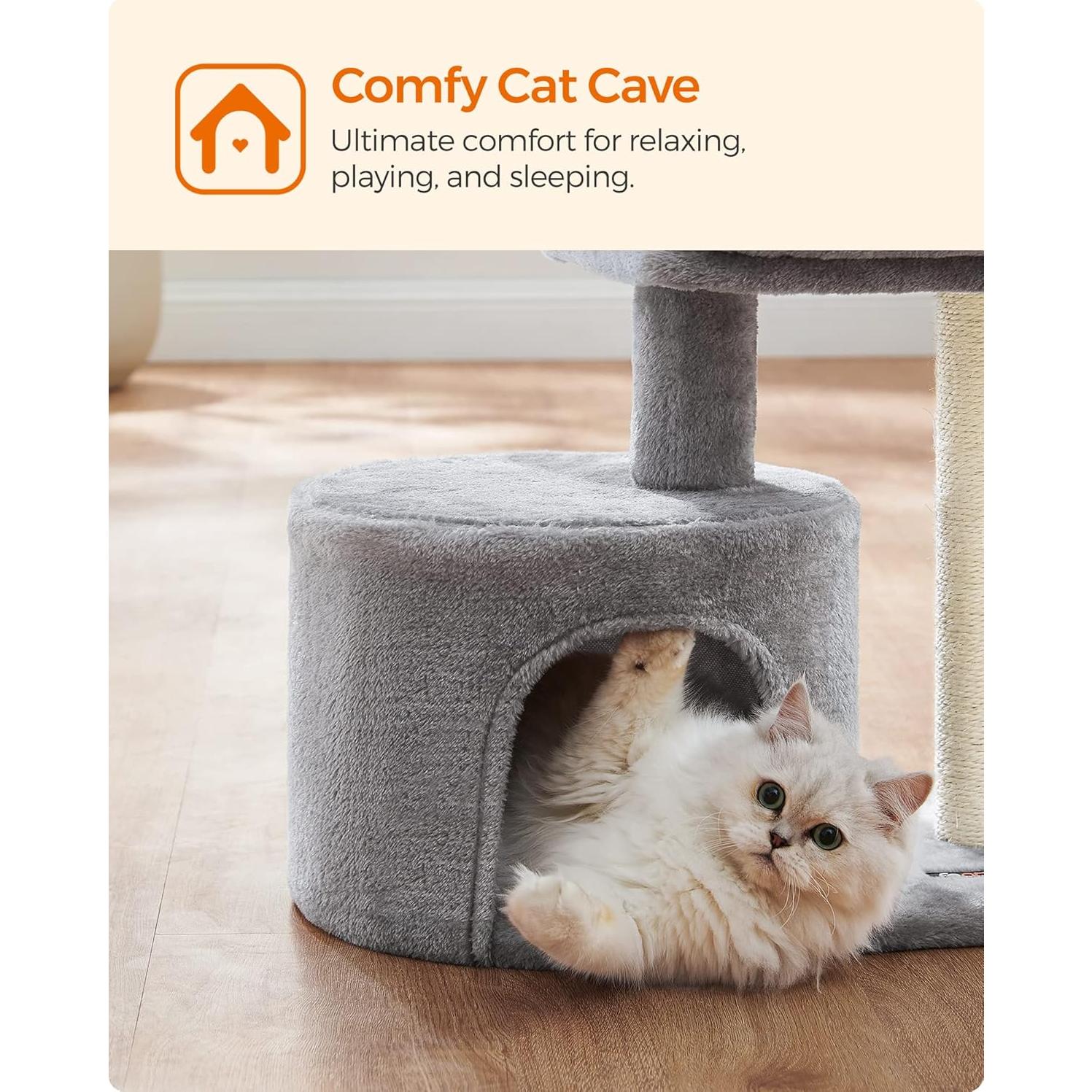 Torre para Gatos Feandrea UPCT50W con Poste de Rascado y Perchero