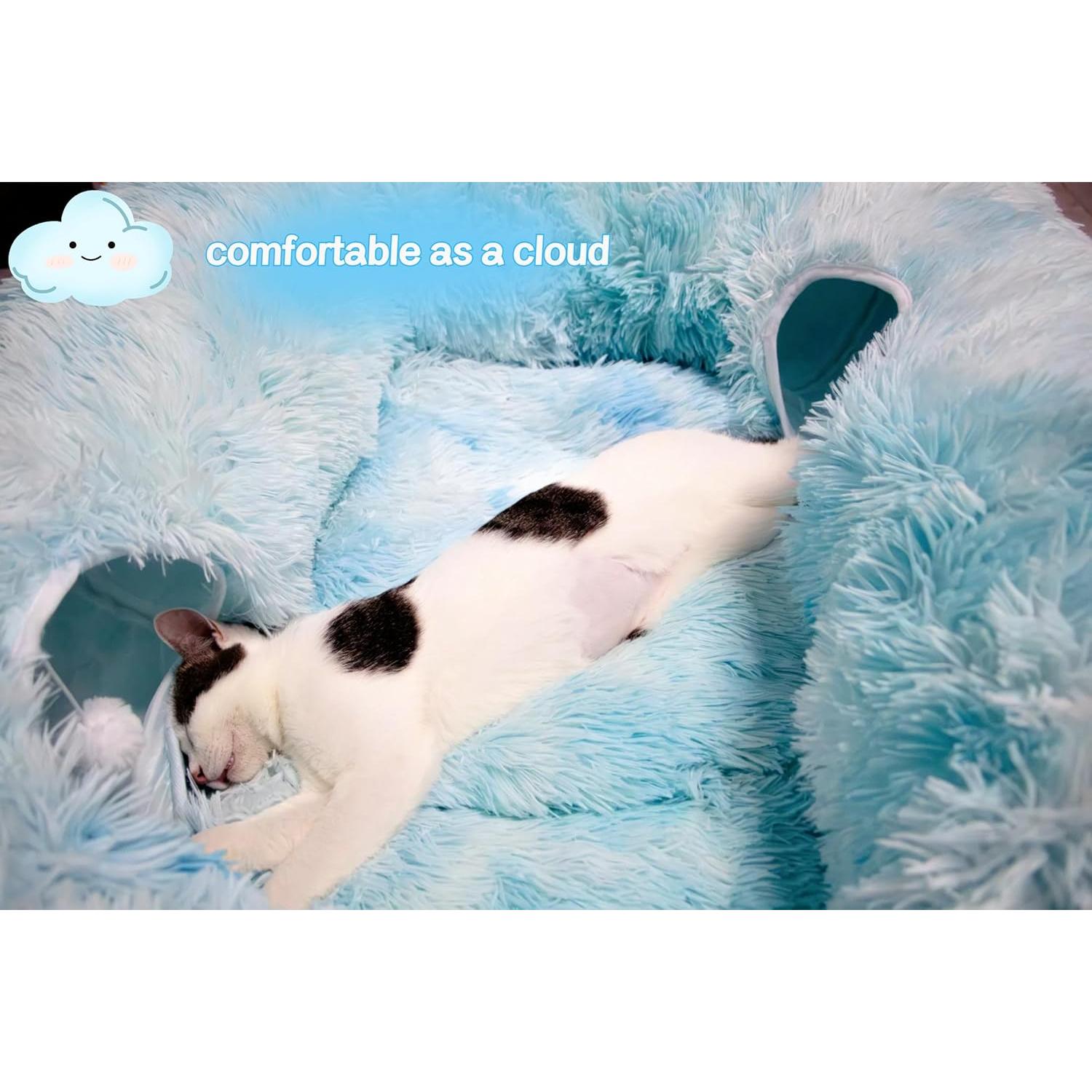 Cama Túnel para Gatos XxingSheep XL Azul Cielo 112x89 cm