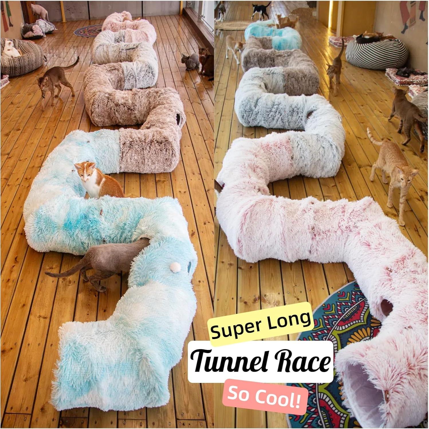 Cama Túnel para Gatos XxingSheep XL Azul Cielo 112x89 cm