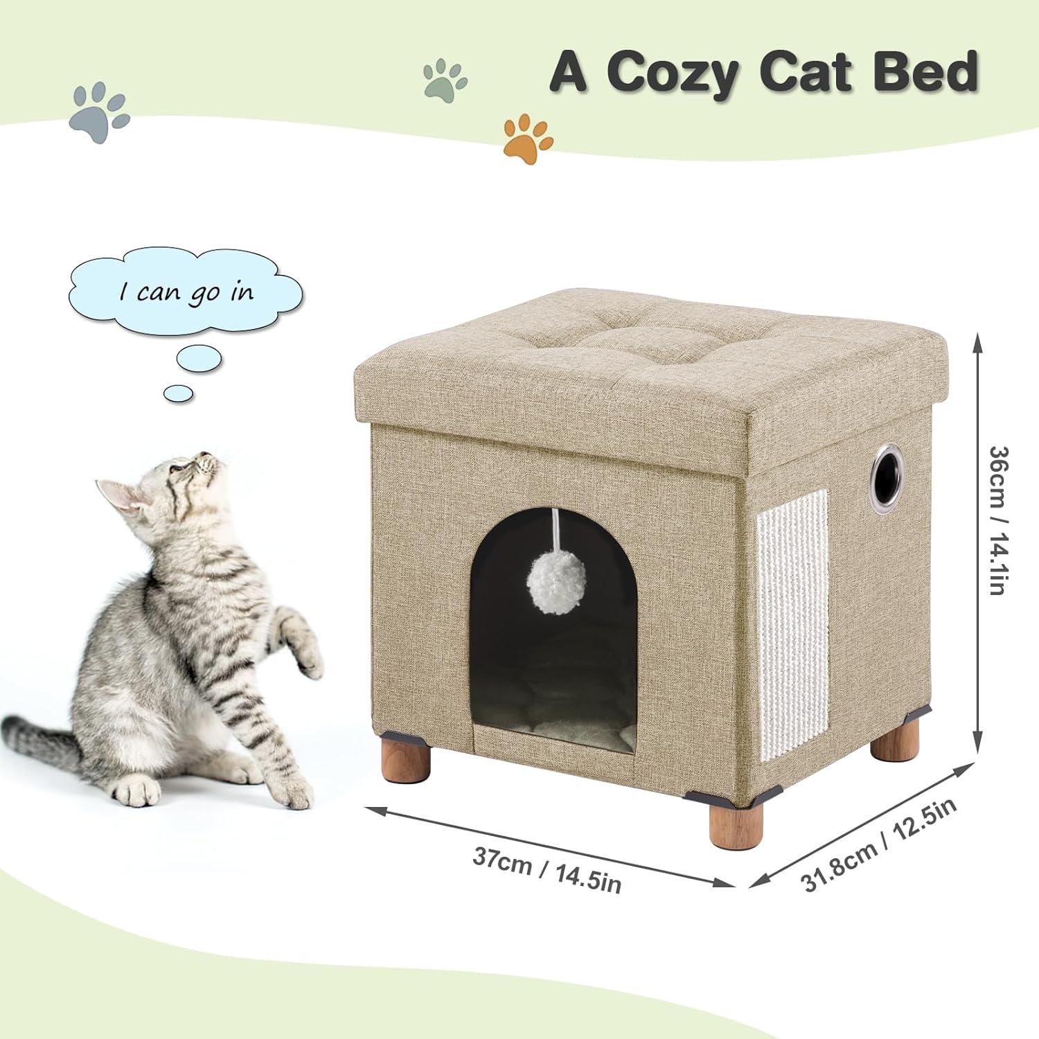 Casa para Gatos Plegable Zhiyaqingmu con Rascador y Pelota 37 cm