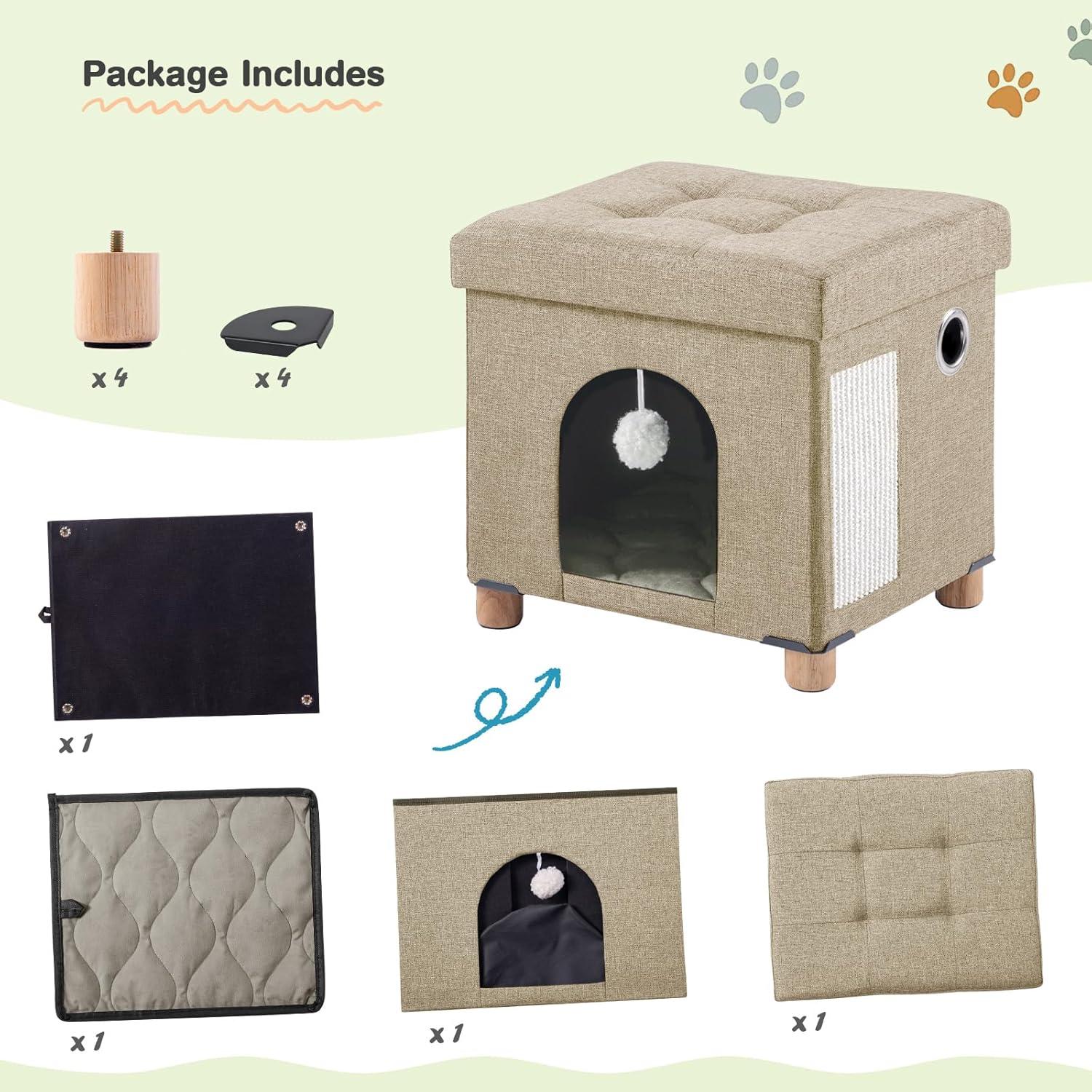 Casa para Gatos Plegable Zhiyaqingmu con Rascador y Pelota 37 cm
