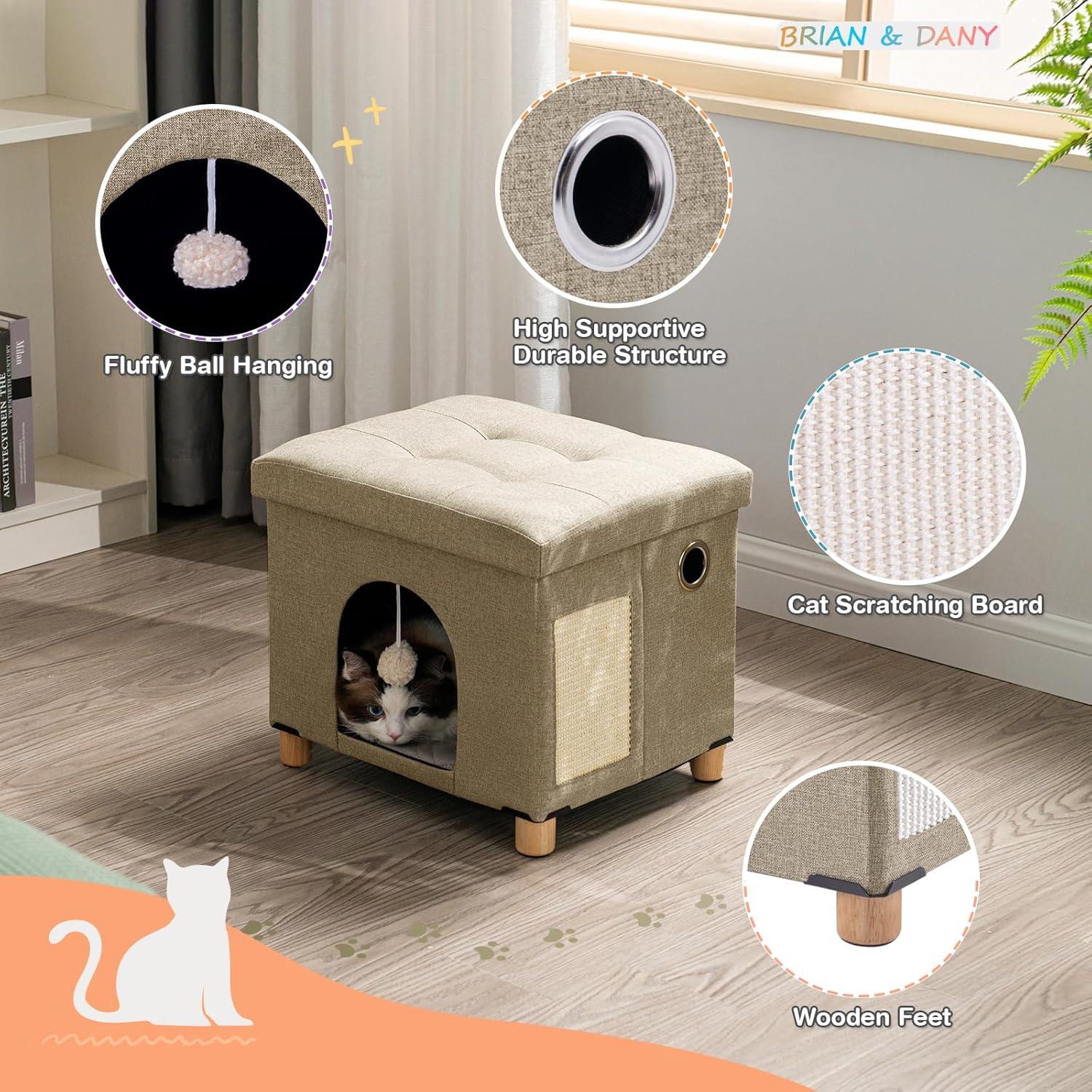 Casa para Gatos Plegable Zhiyaqingmu con Rascador y Pelota 37 cm