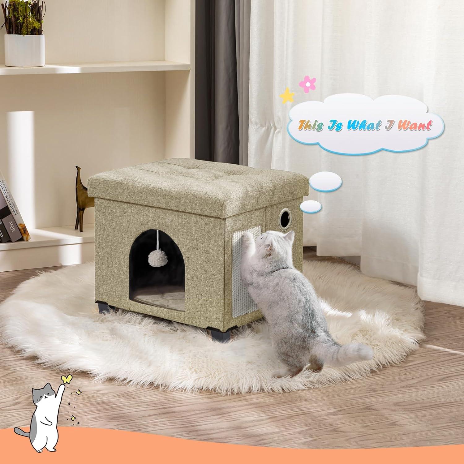 Casa para Gatos Plegable Zhiyaqingmu con Rascador y Pelota 37 cm