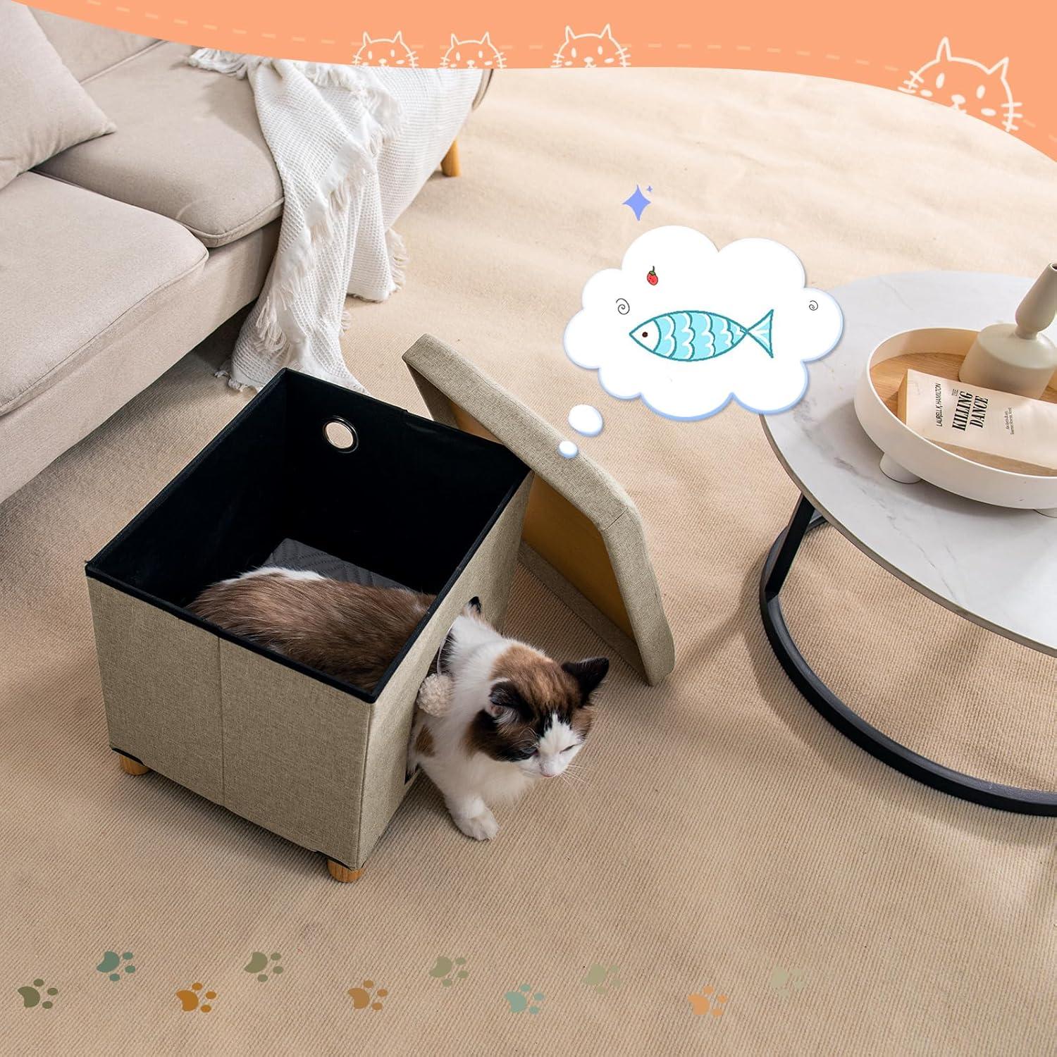 Casa para Gatos Plegable Zhiyaqingmu con Rascador y Pelota 37 cm