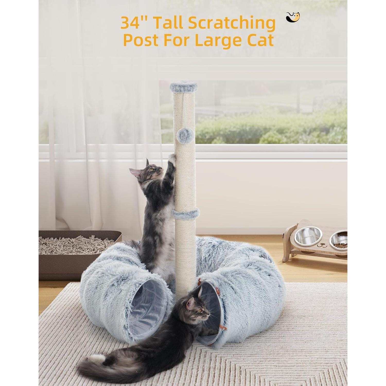 Poste Rascador para Gatos Aechonow 86 cm con Túnel y Cama